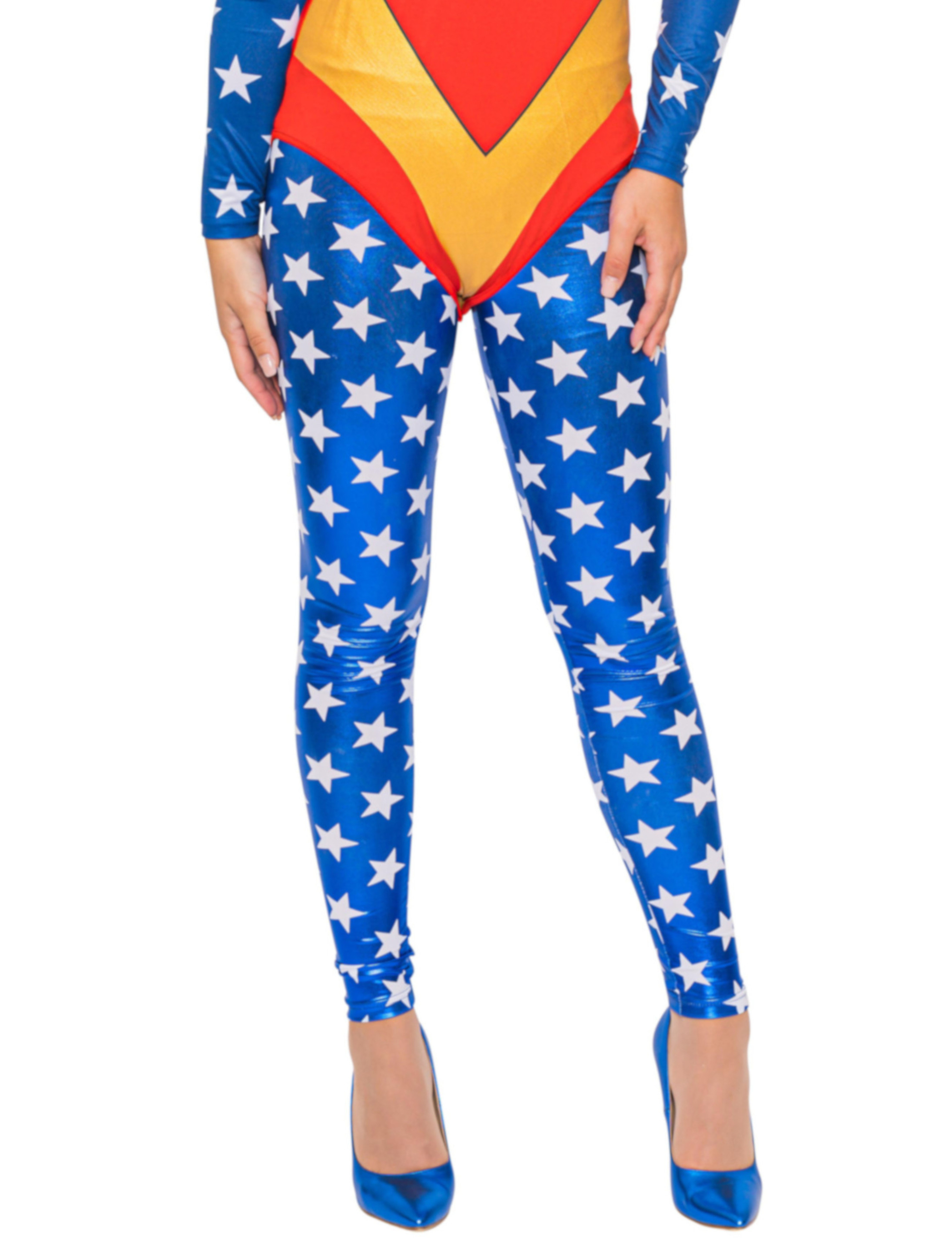 Leggings mit Sternen Damen blau/silber S/M