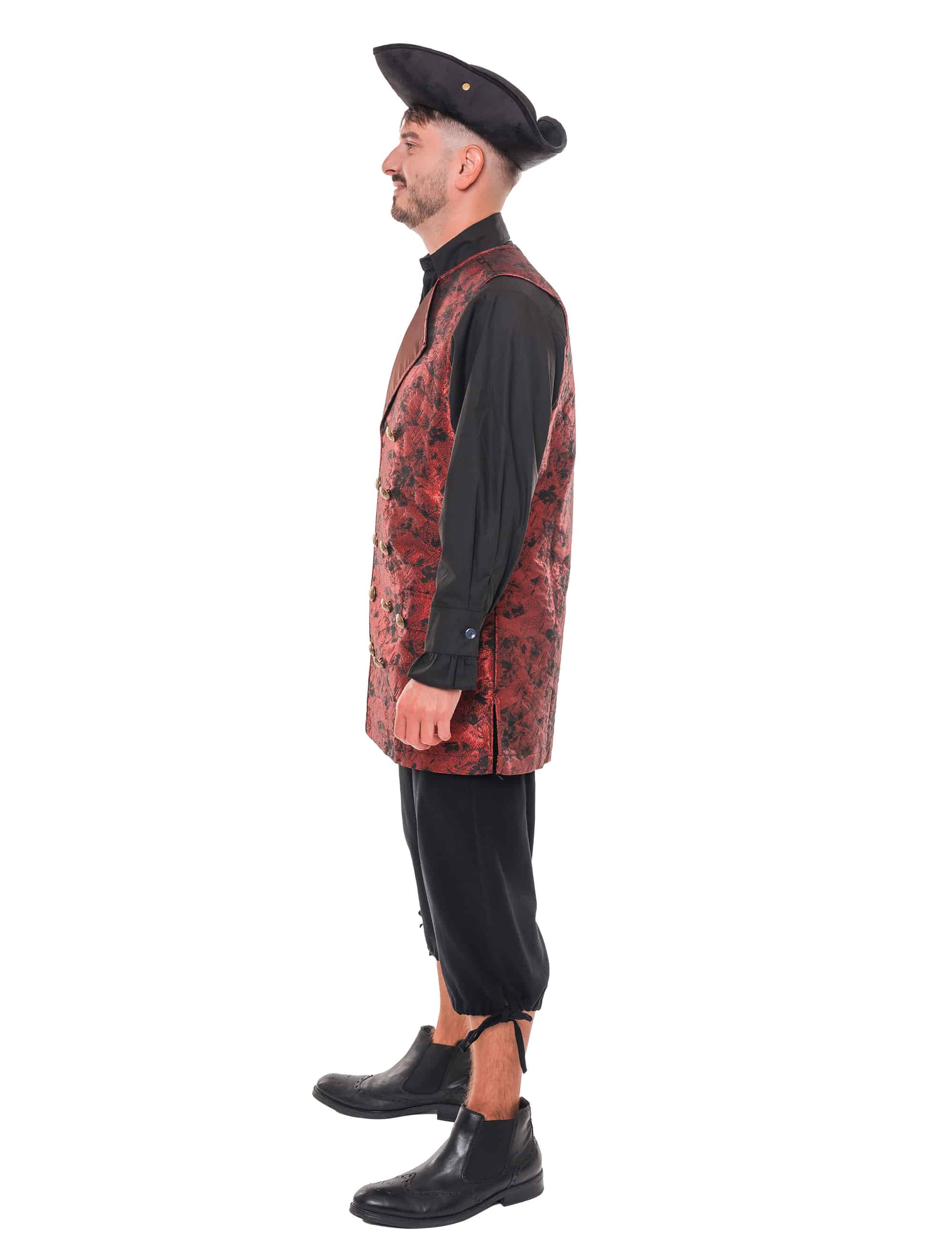 Weste Barock lang Herren rot/schwarz 4XL/5XL