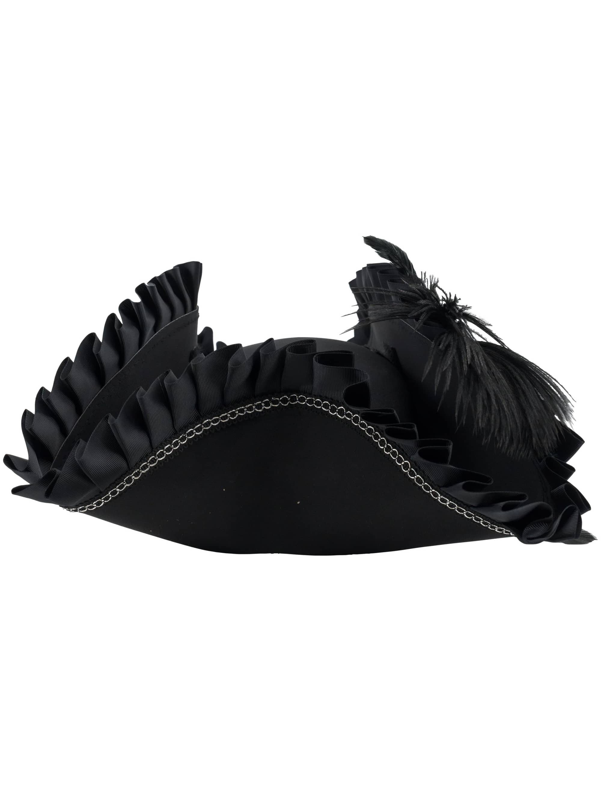 Piratenhut mit Rüschenbesatz schwarz 57