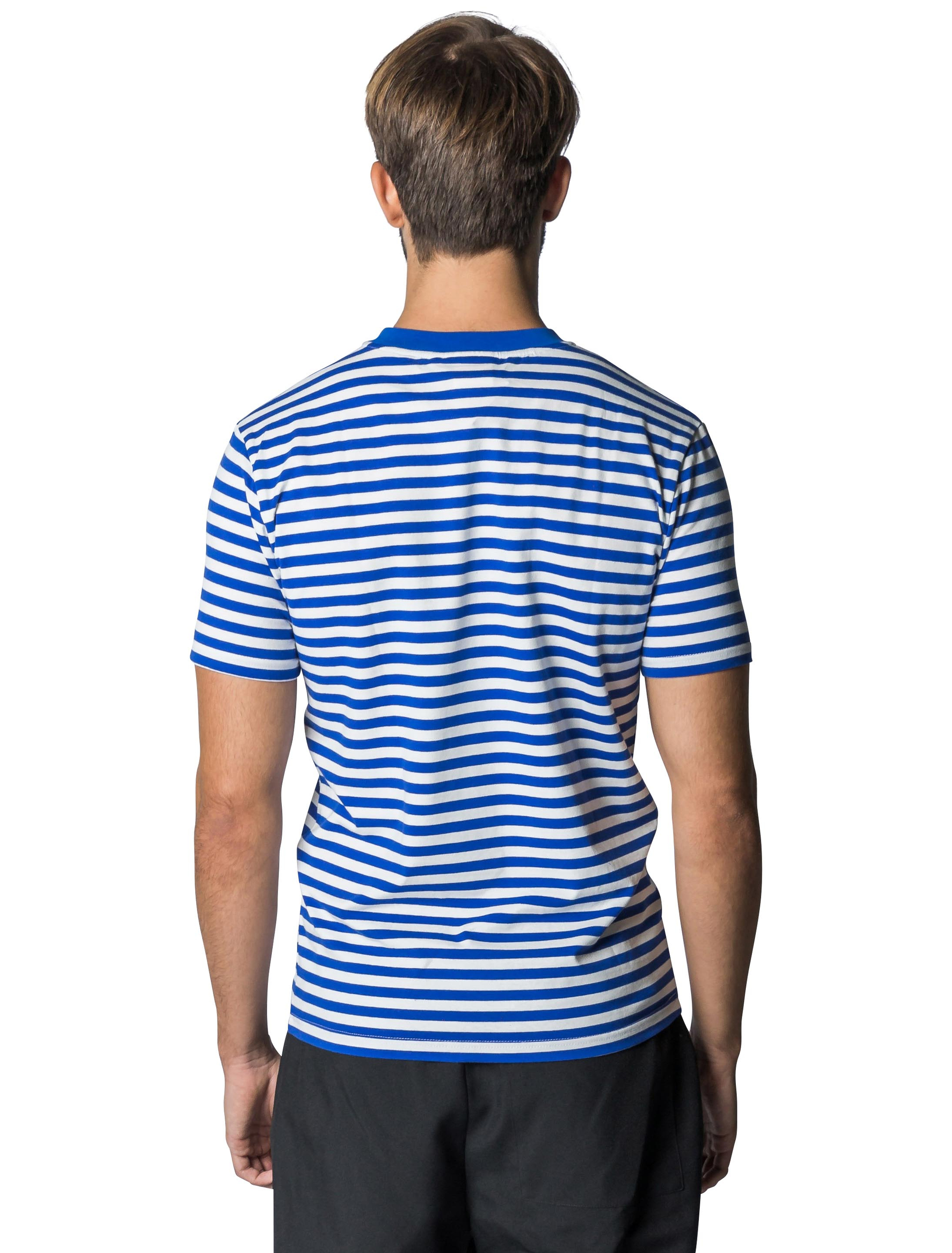 Ringelpulli kurzarm Unisex blau/weiß S