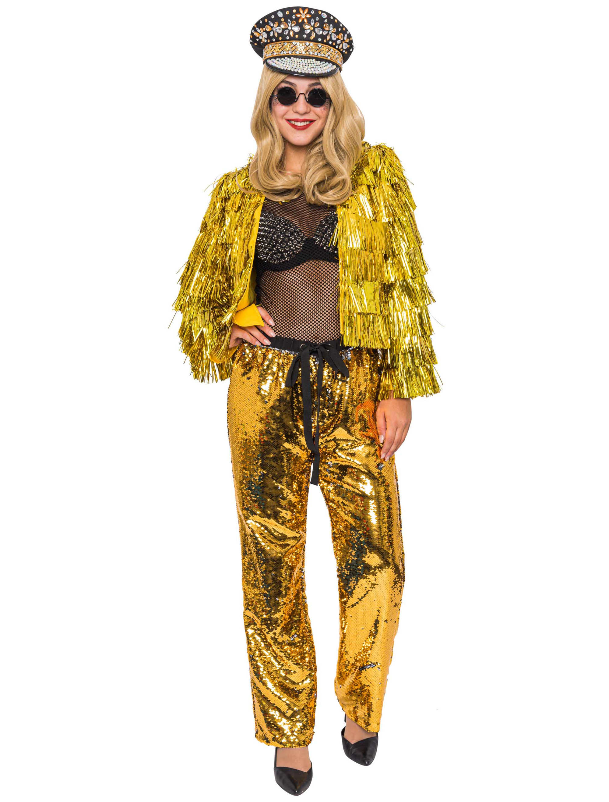 Hose Pailletten Unisex gold 2XL/3XL