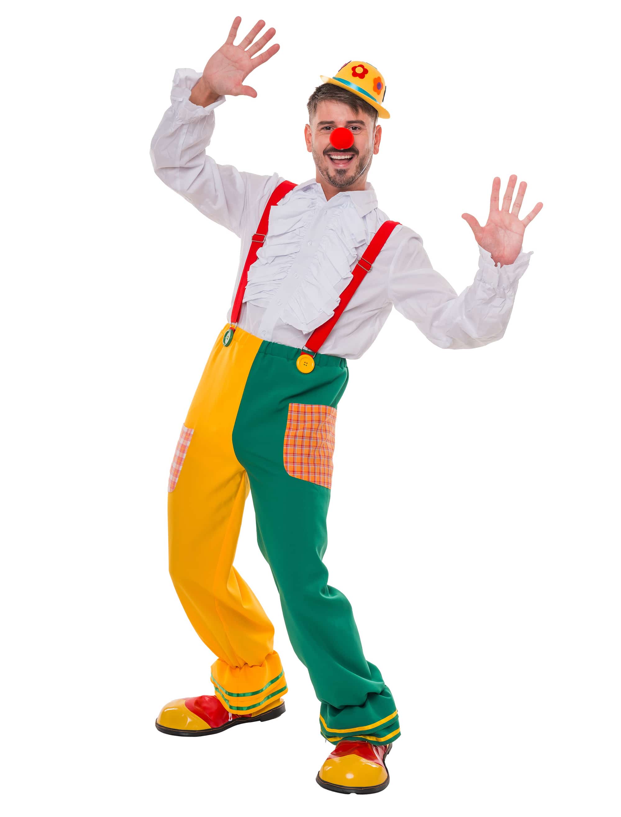 Hose Clown mit Trägern bunt S/M