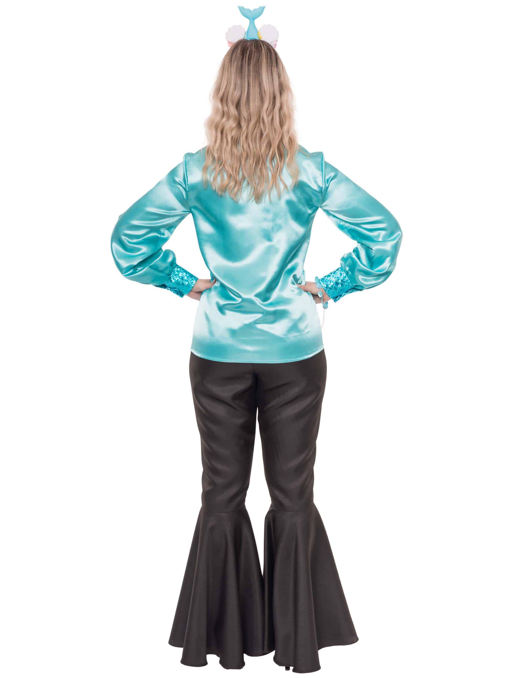 Rüschenbluse Meerjungfrau Damen türkis S/M