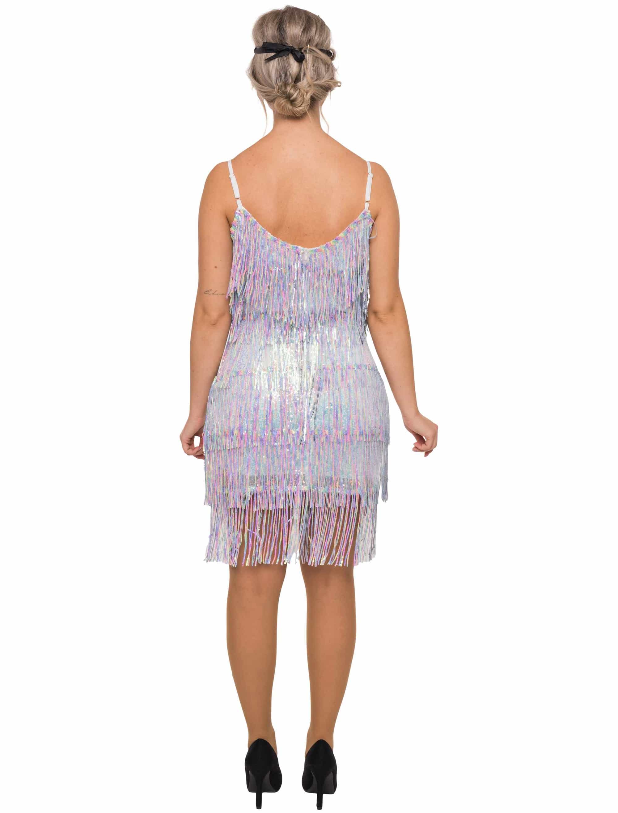 Kleid Cocktail Paillettenfransen Damen bunt S