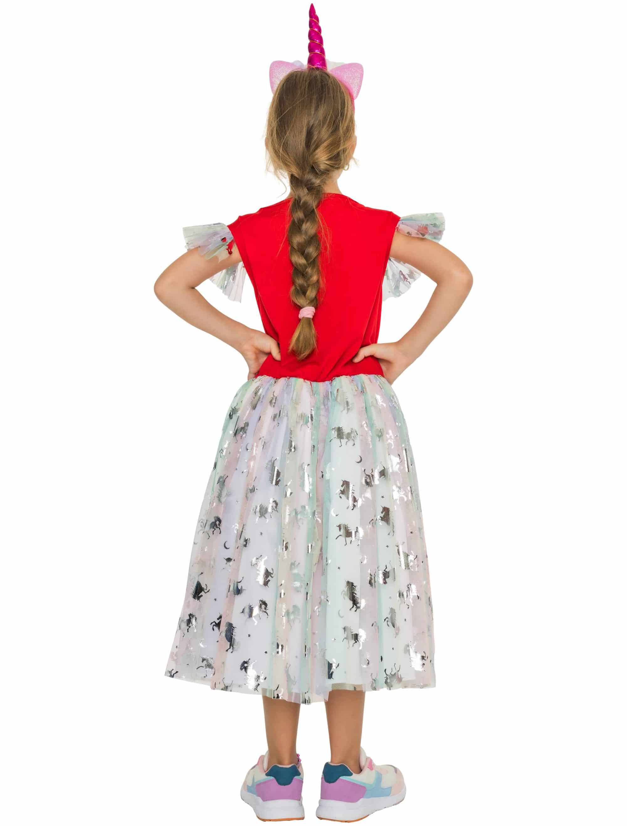 Kleid Einhorn Kinder bunt 116/128