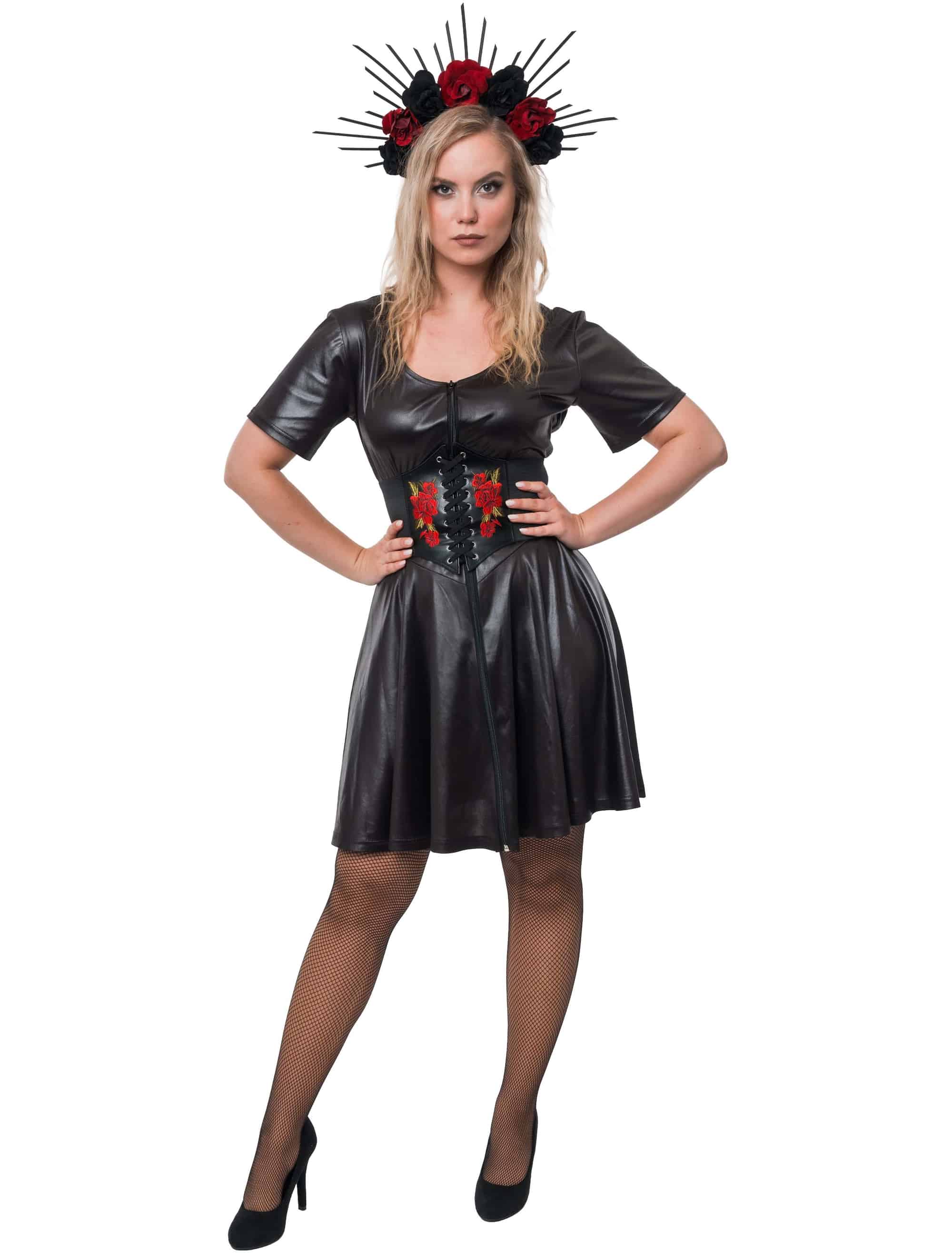 Korsettgürtel mit Stickerei zum Schnüren schwarz one size