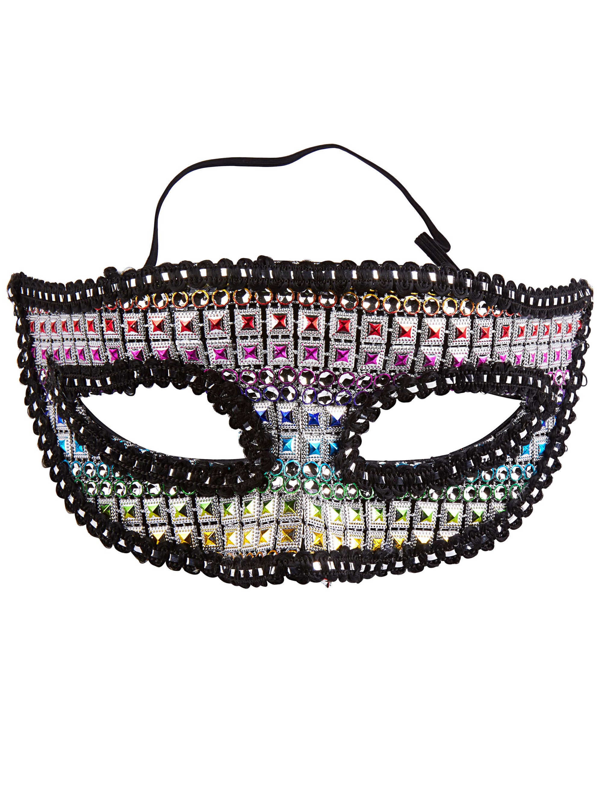 Maske Domino mit silbernen Steinen