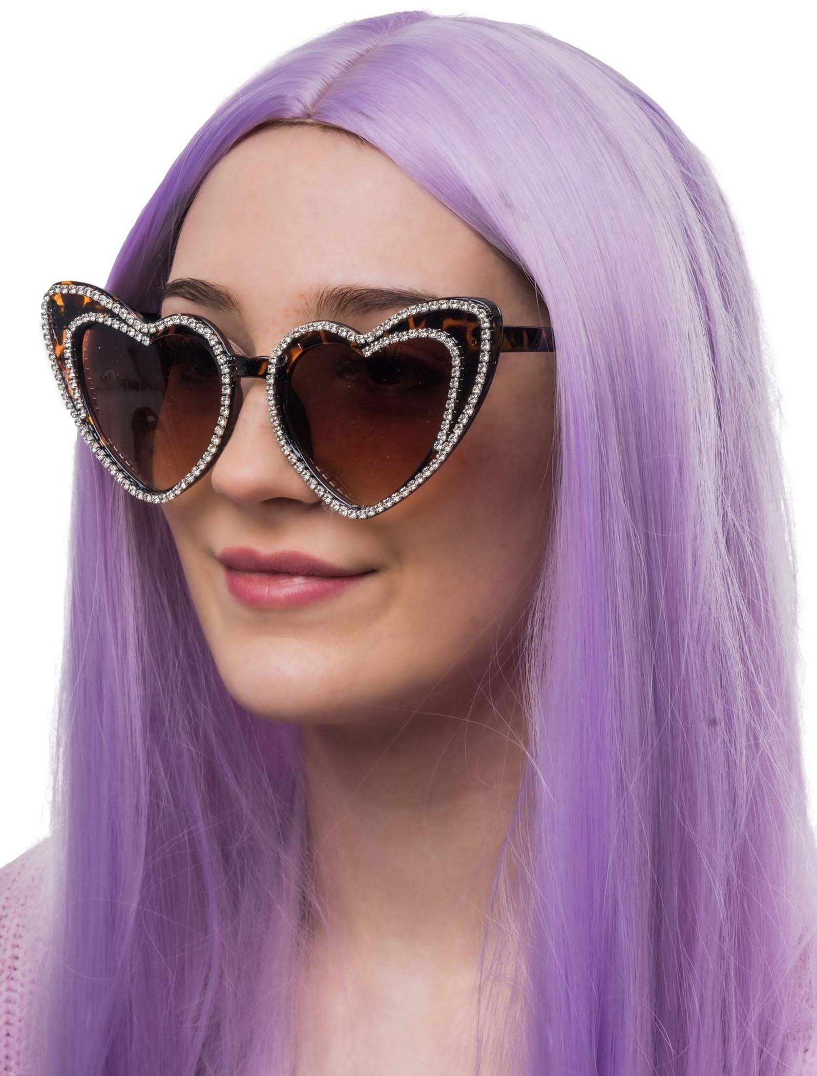 Brille Leoprint mit Strass braun