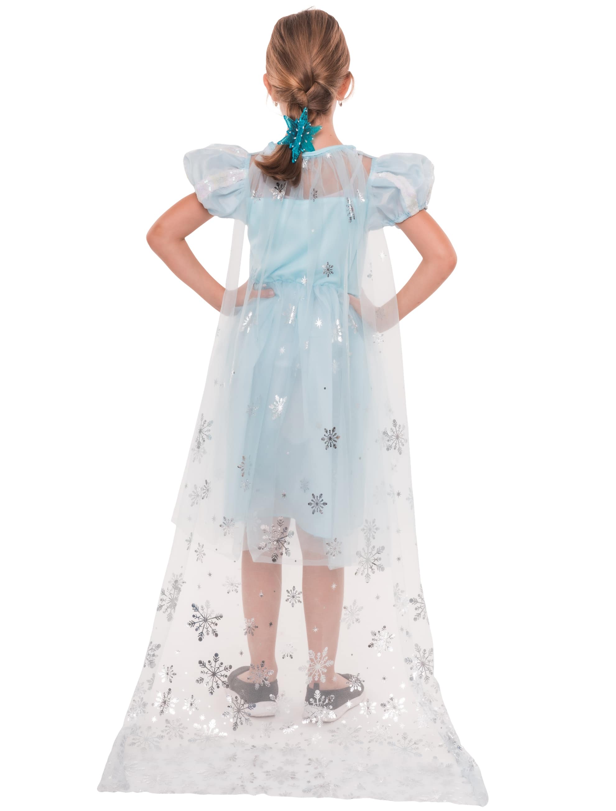 Kleid Schneekönigin Kinder blau/weiß 4-6 Jahre