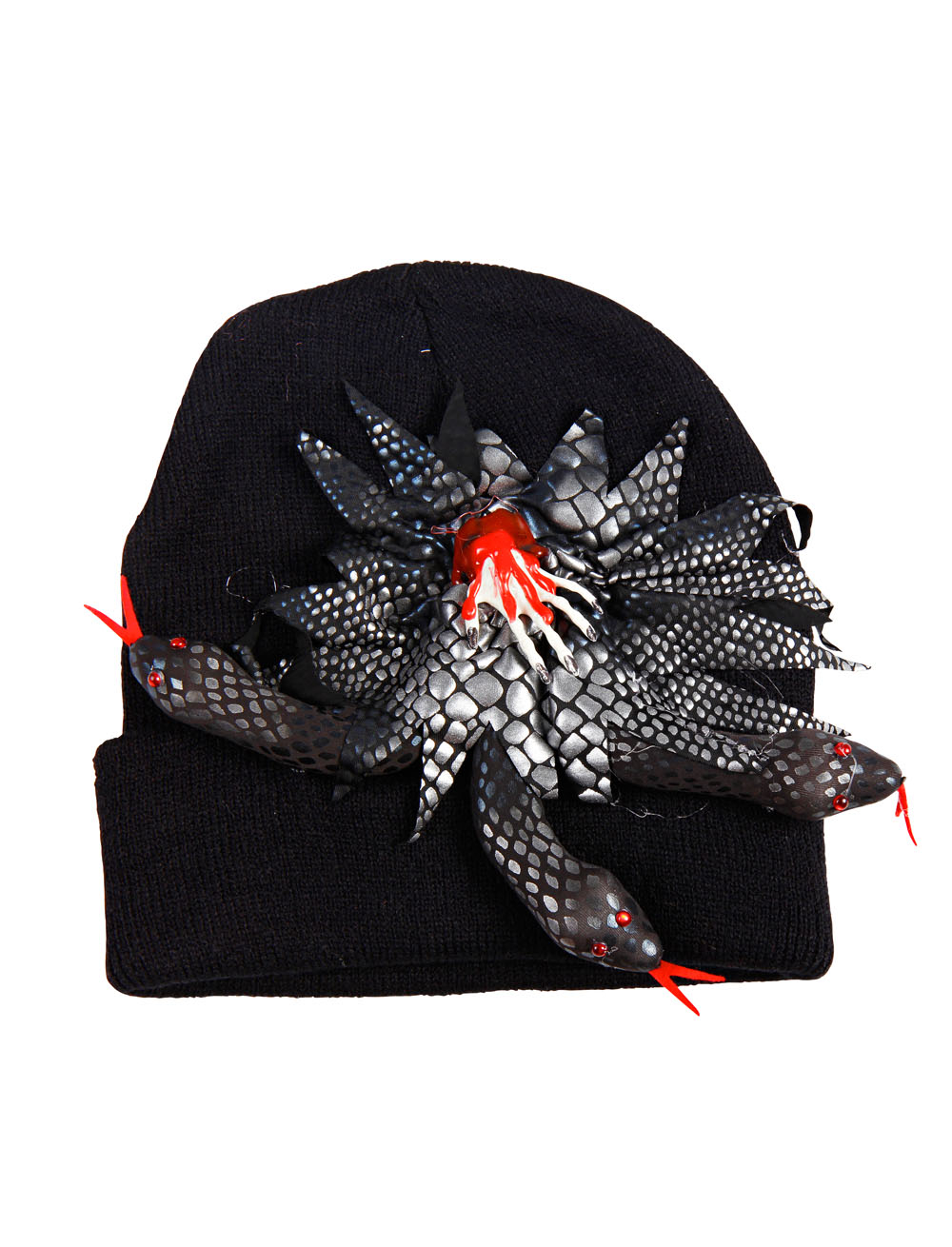 Strickmütze mit Schlangen schwarz