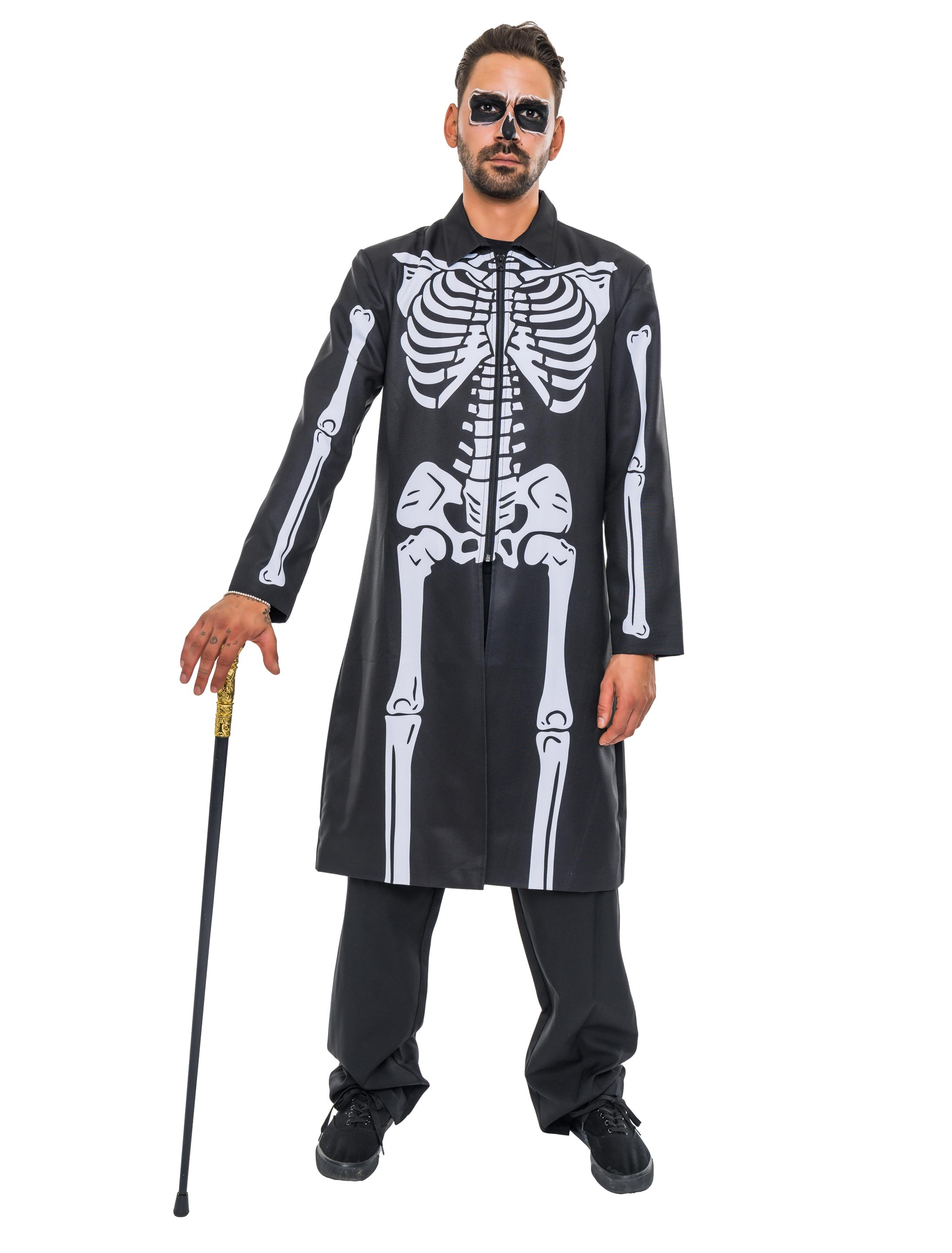 Mantel mit Skelett Herren schwarz L-XL