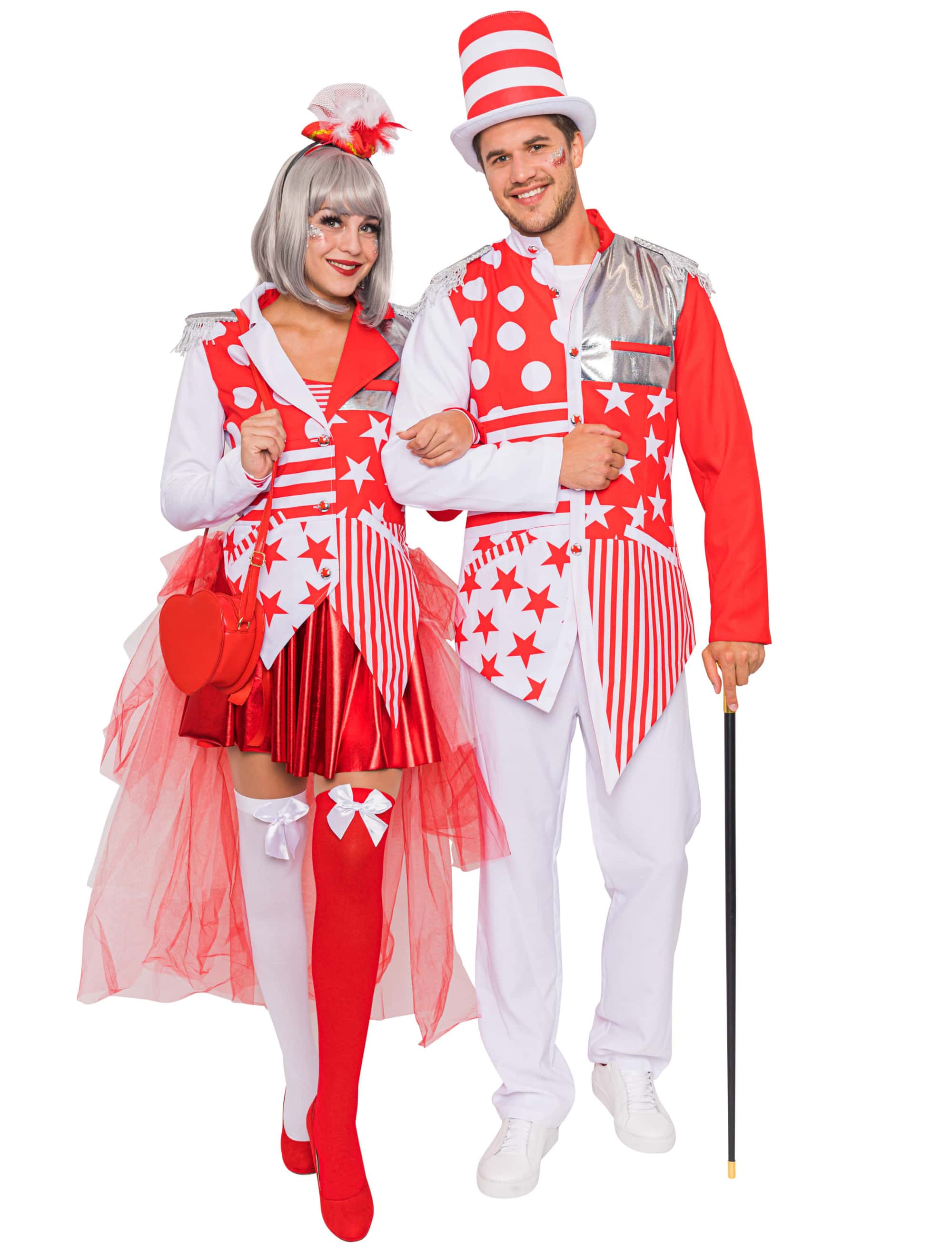 Jacke verrückt Damen rot/weiß M
