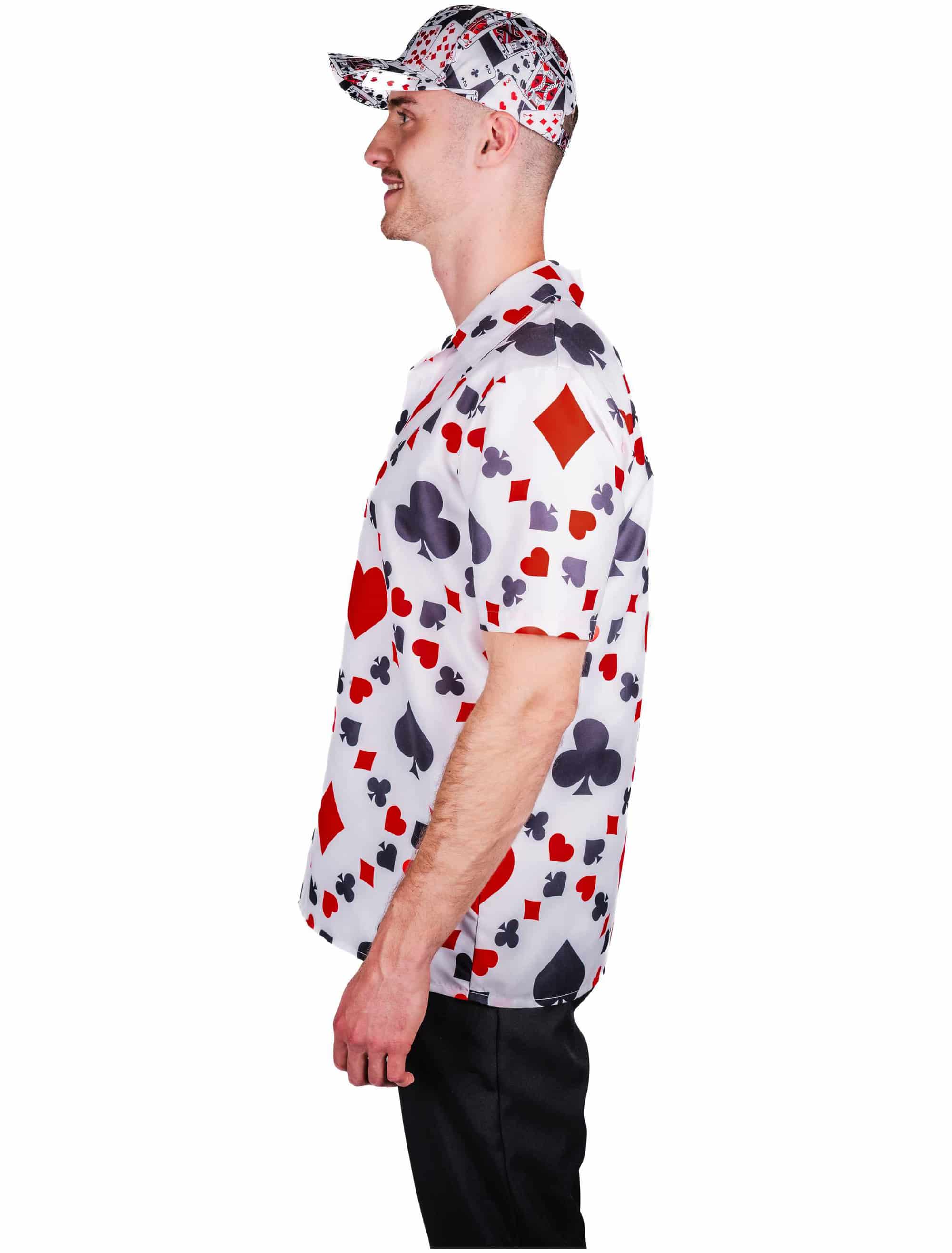 Hemd kurzarm Spielkarten Herren schwarz/weiß/rot 4XL/5XL