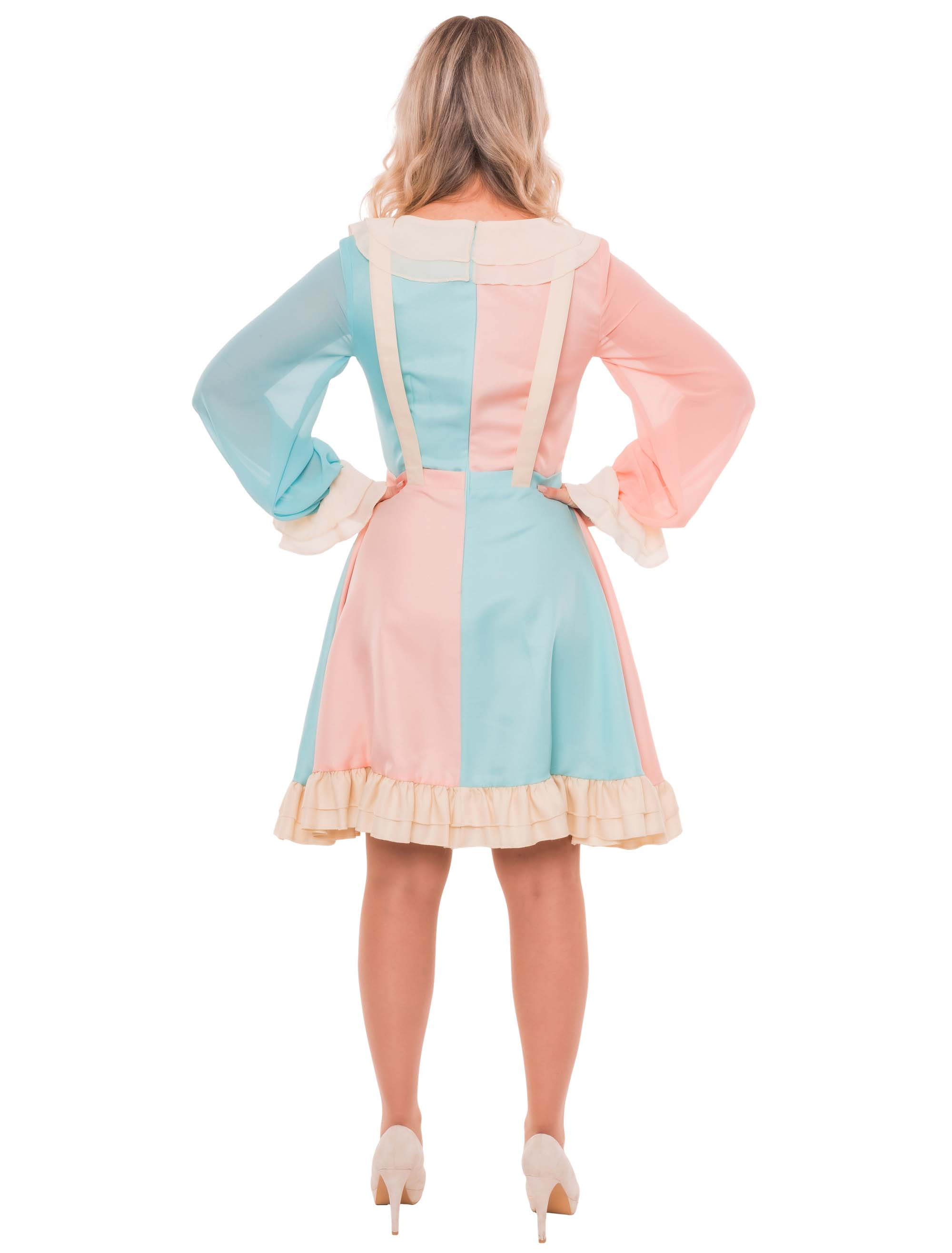 Kleid Clown Damen blau/pink 2XL/3XL
