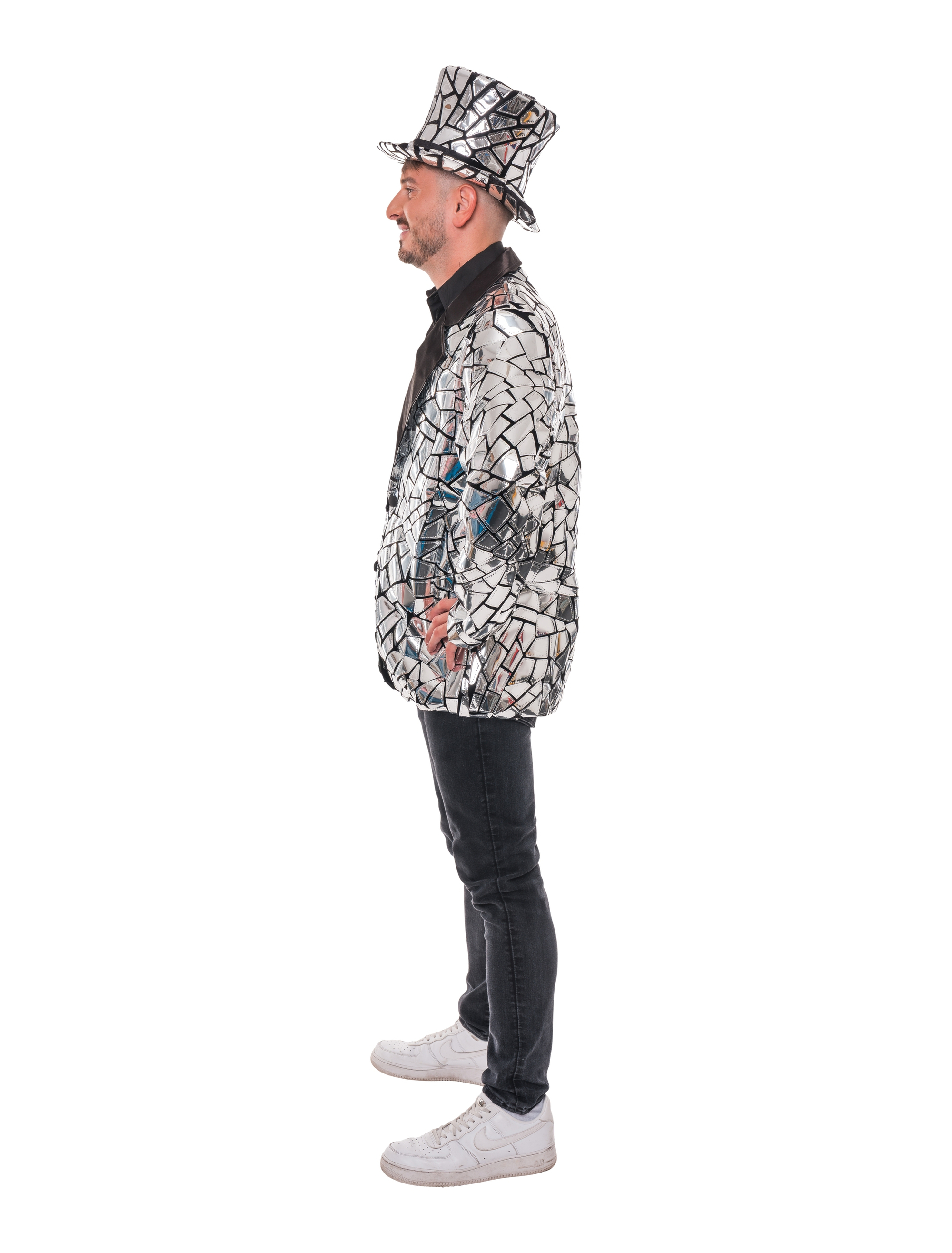 Blazer mit Spiegelmosaik Herren silber M