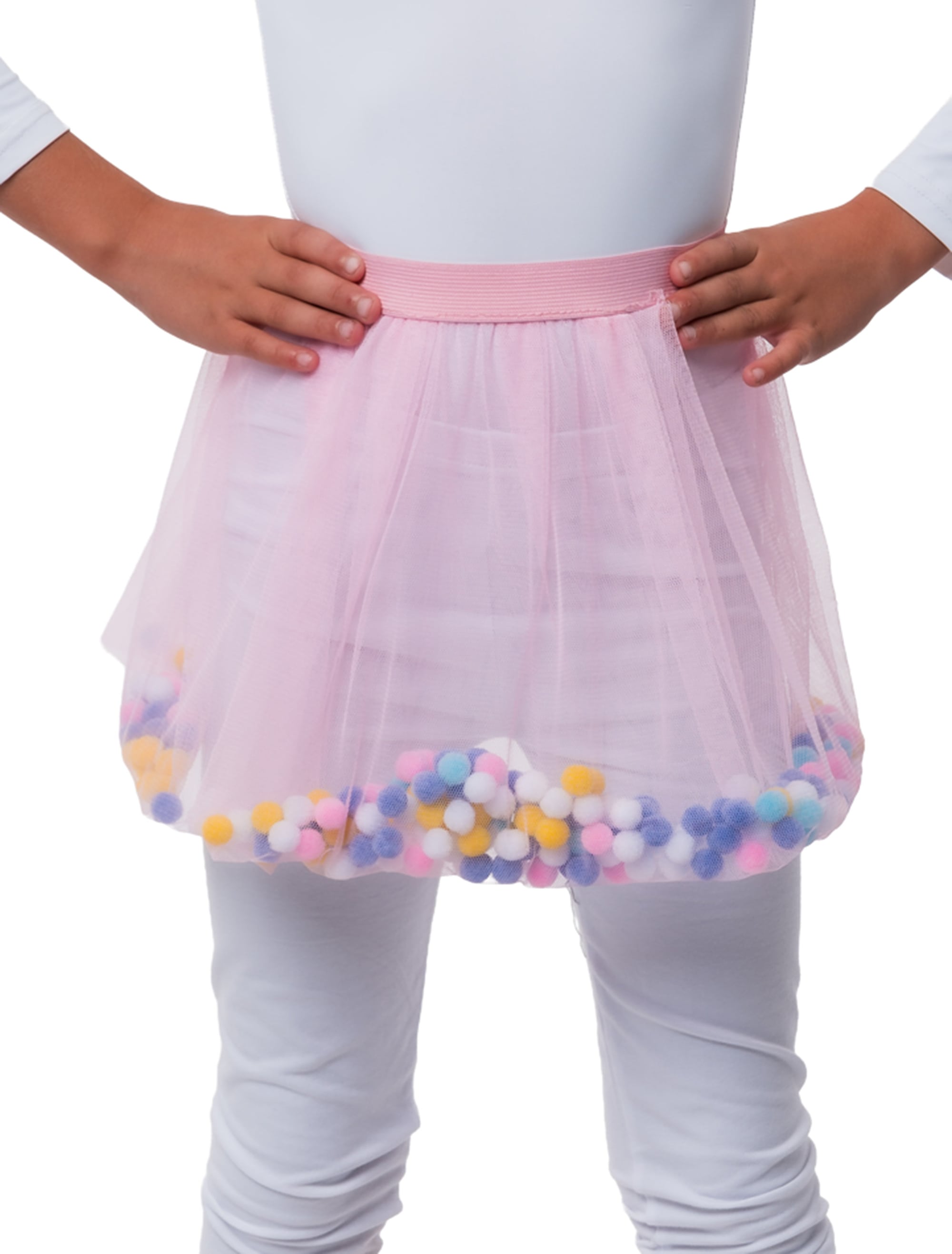 Rock mit Pompoms Kinder rosa 128/140