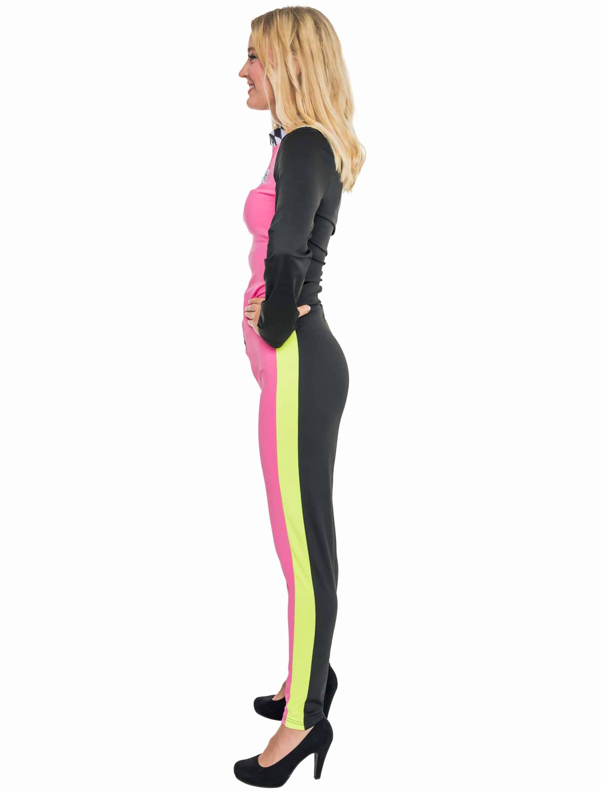 Jumpsuit Rennfahrerin Damen pink/schwarz M