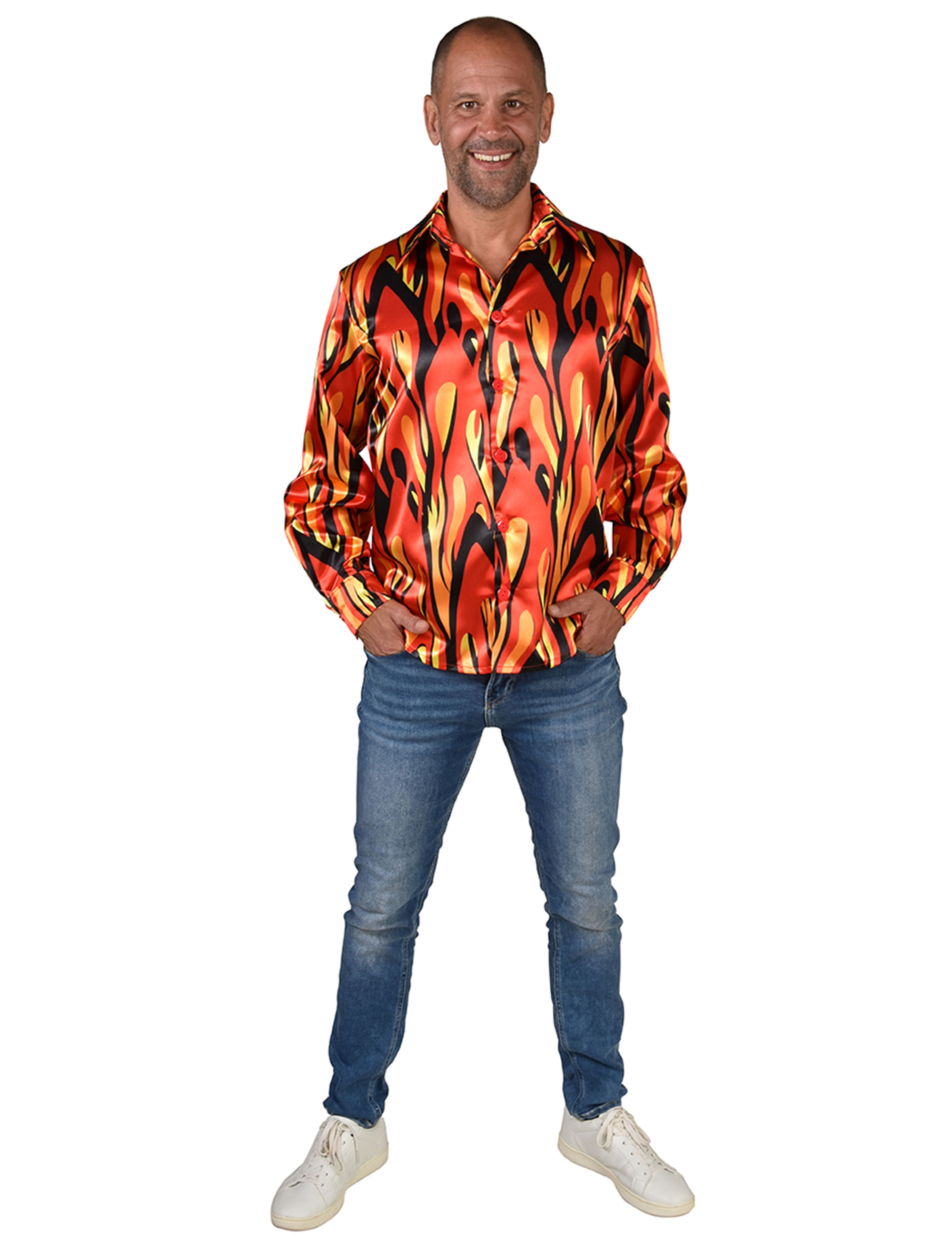 Hemd Flammen Herren bunt S/M
