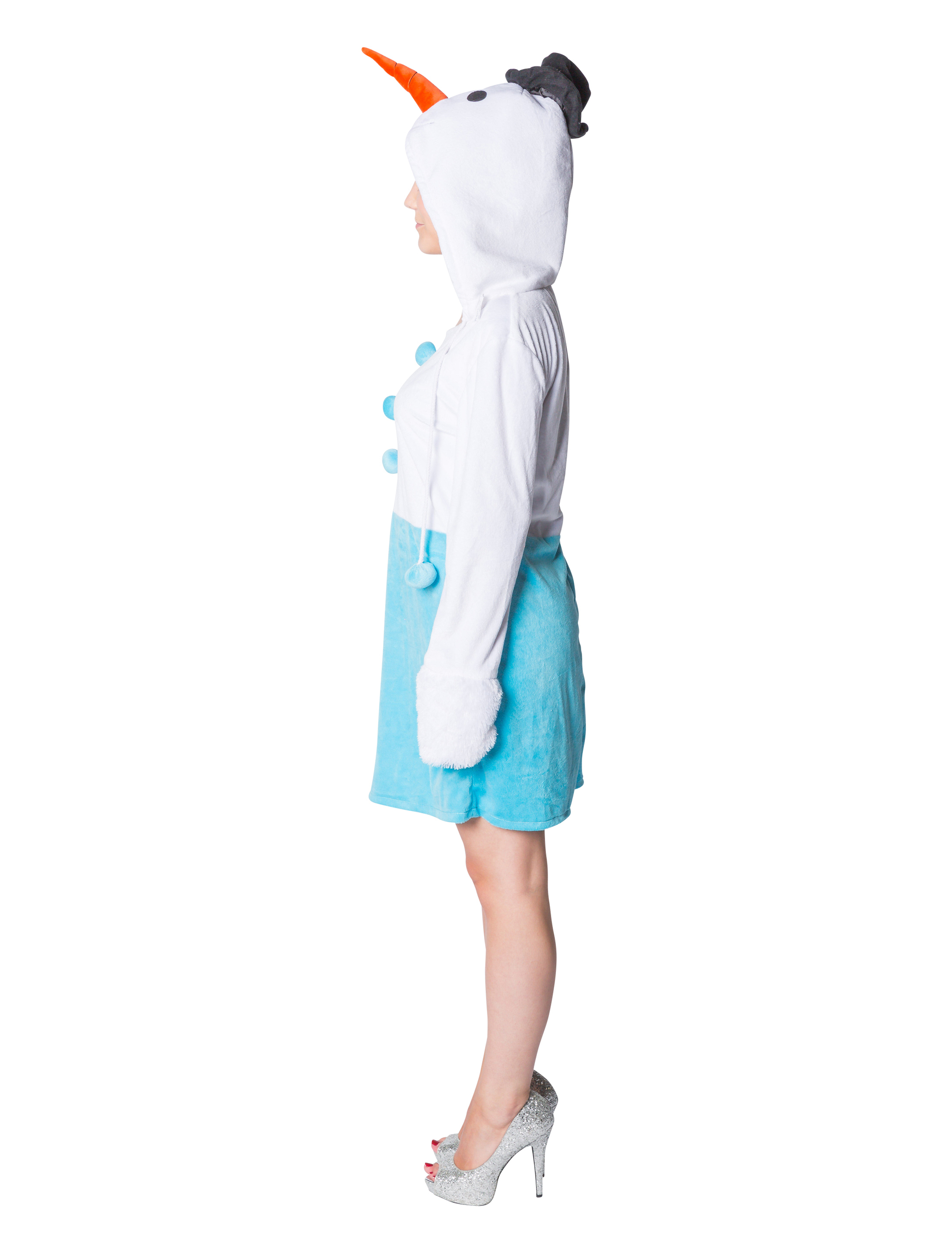 Kleid Schneemann Damen weiß/blau 46-48