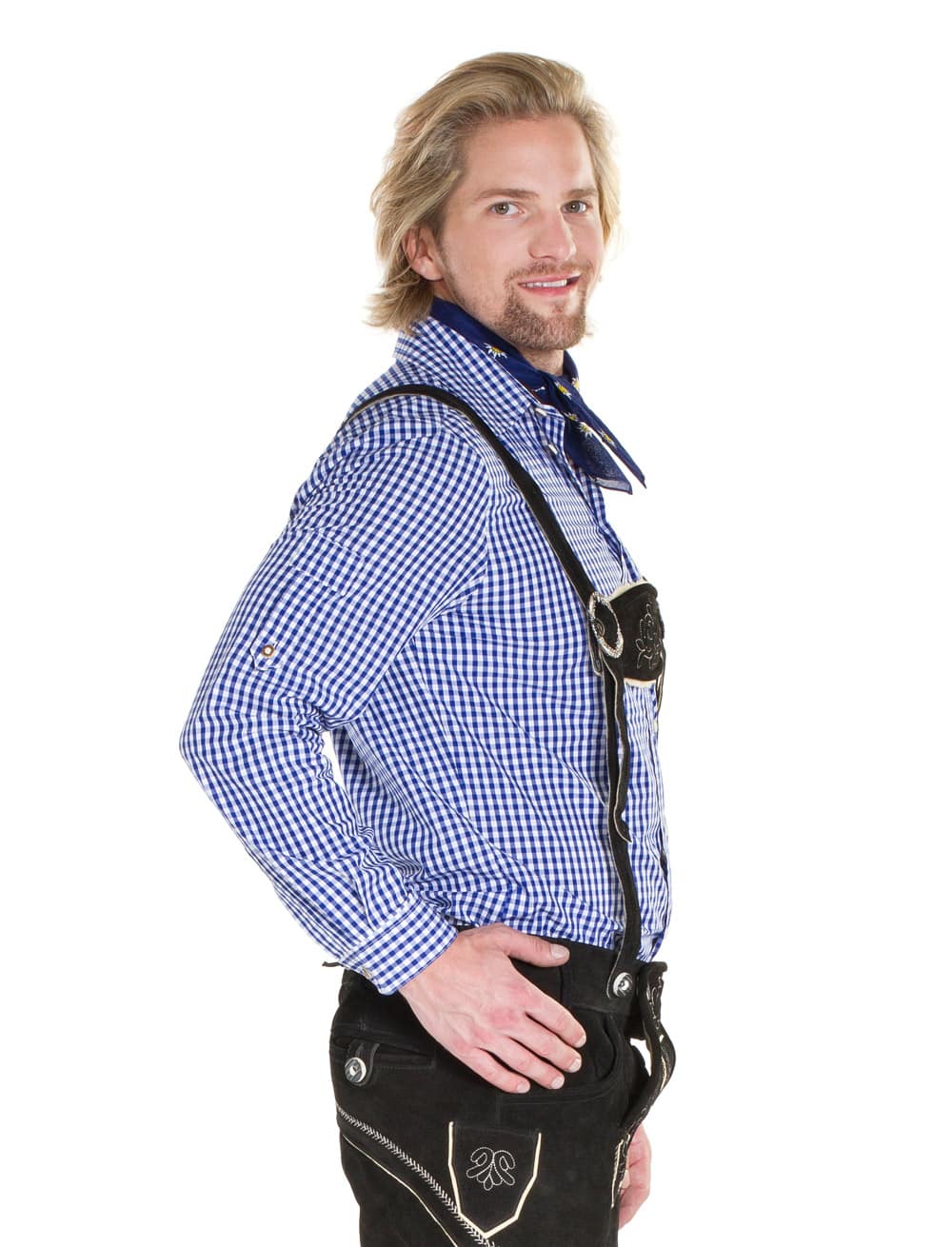 Trachtenhemd Herren blau/weiß 5XL