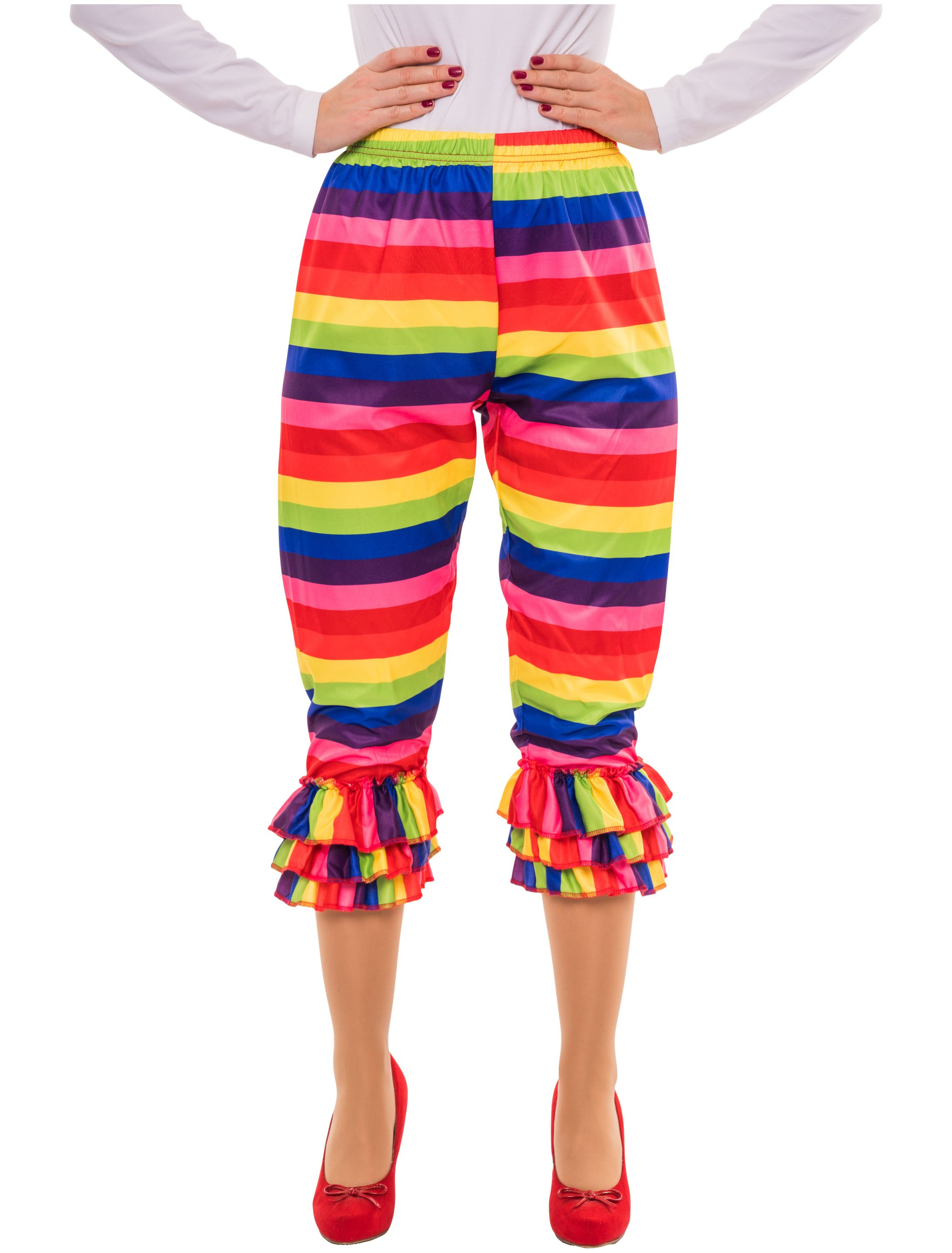 Leggings mit Rüschen gestreift bunt L/XL
