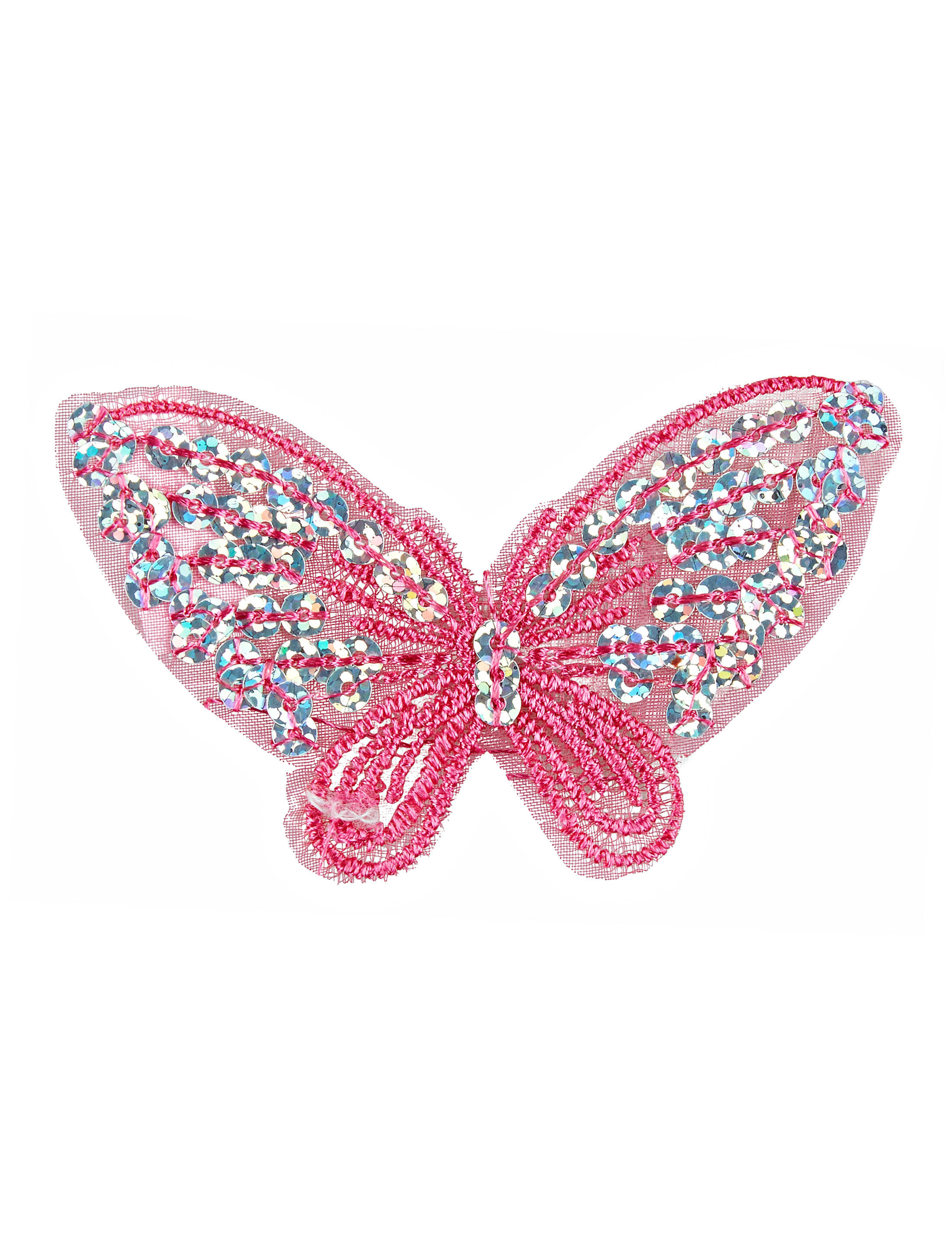 Aufnäher Schmetterling Pailletten rosa 2-tlg.