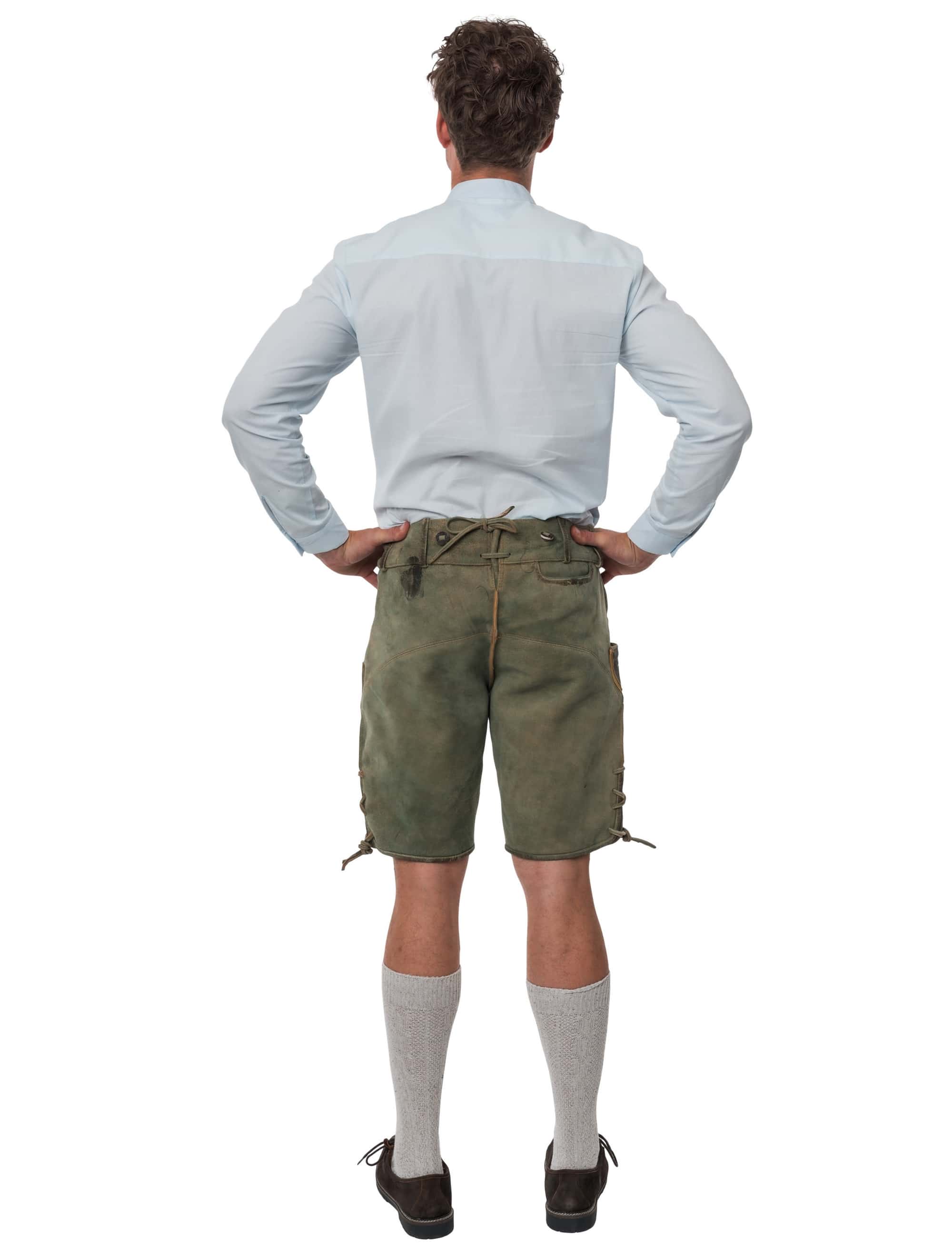 Lederhose kurz mit Blumen Herren grün S