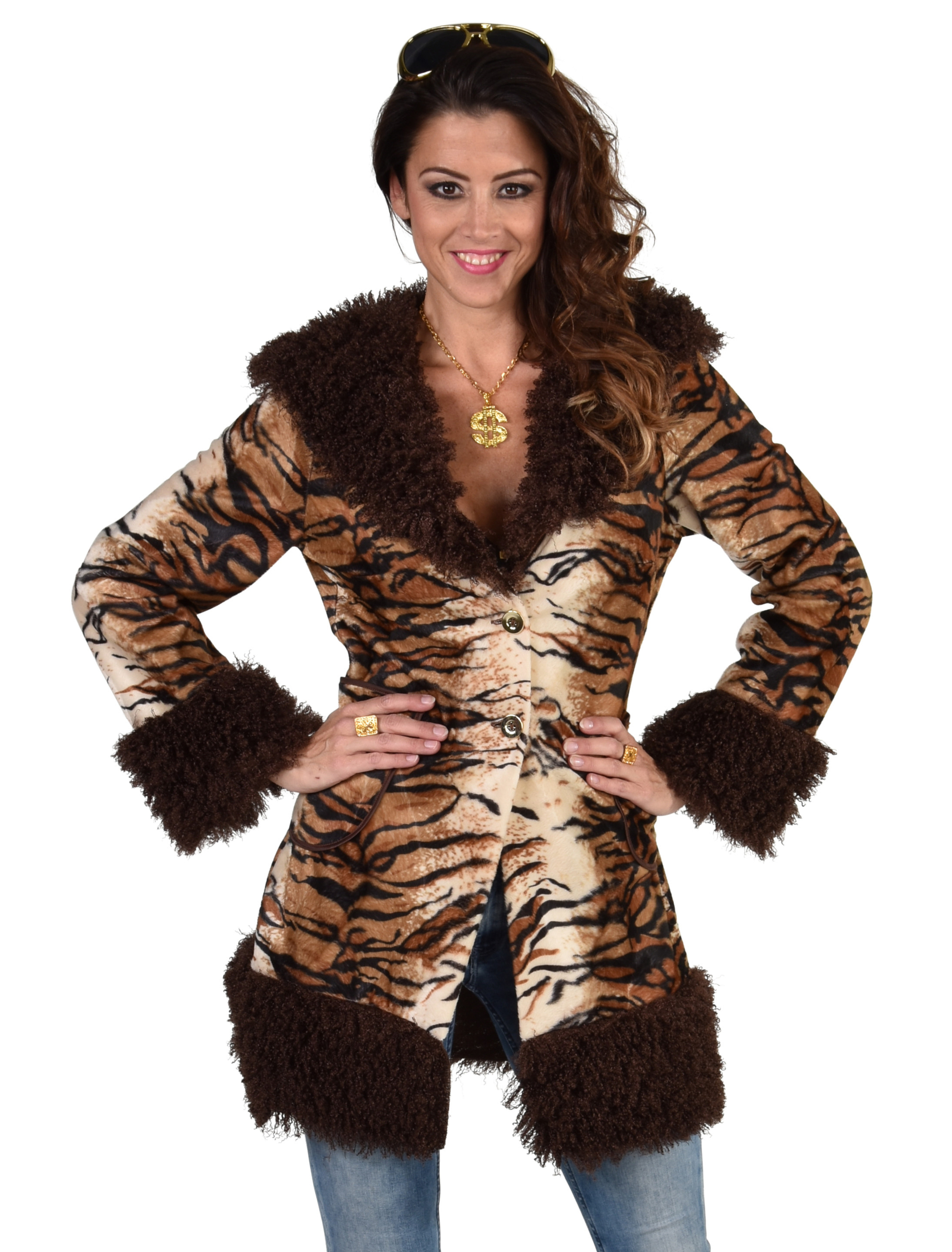 Jacke Tigermuster Damen braun S