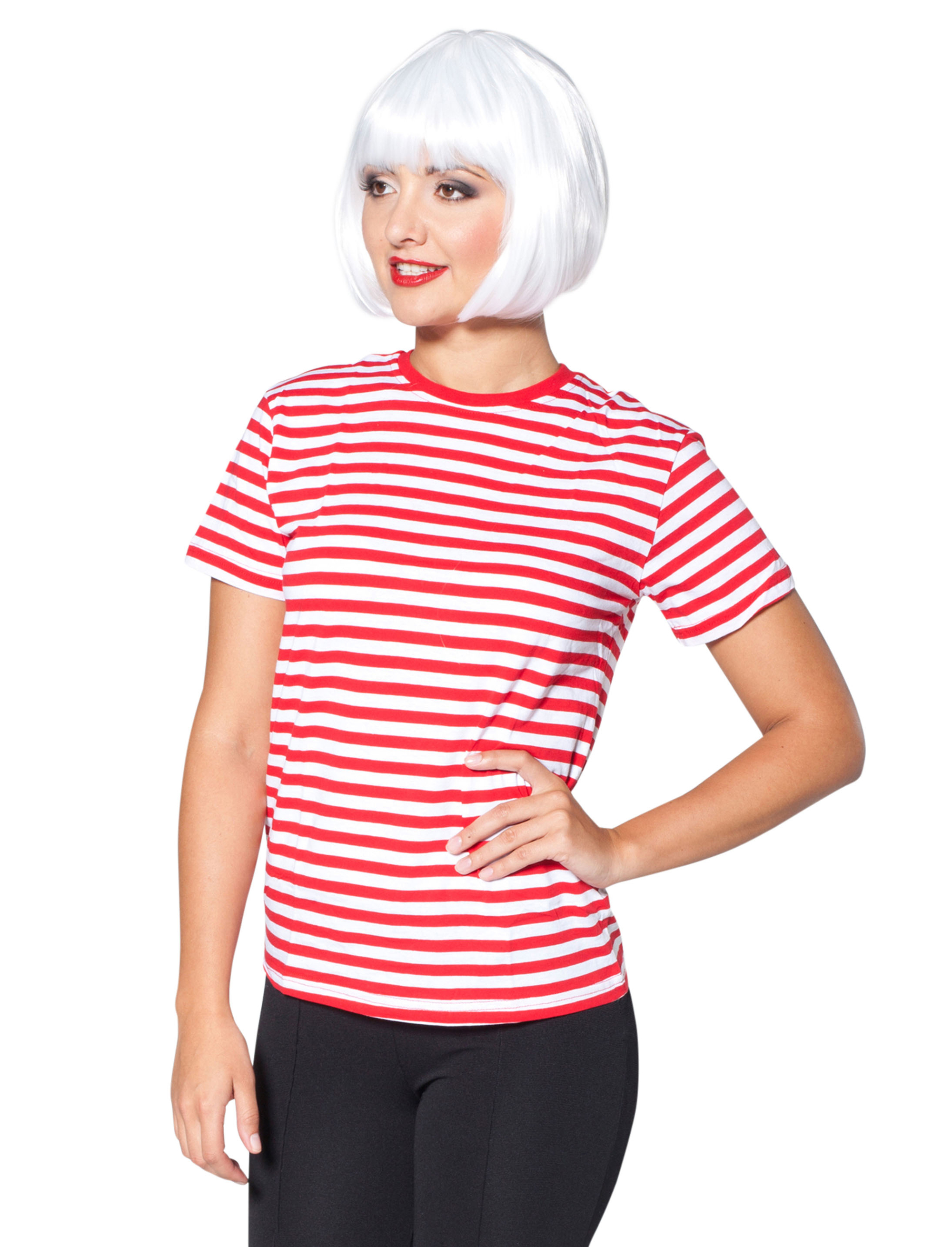 Ringelpulli kurzarm Unisex rot/weiß 5XL