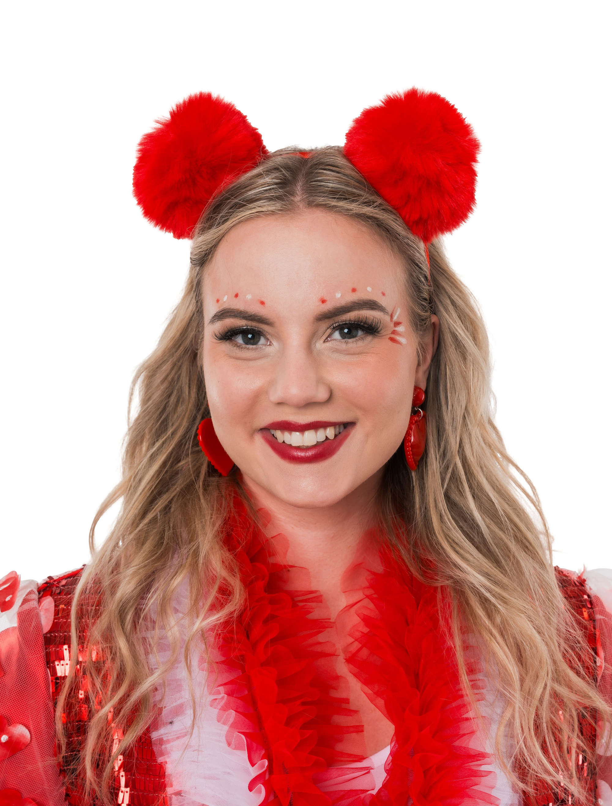 Haarreif Pompoms rot