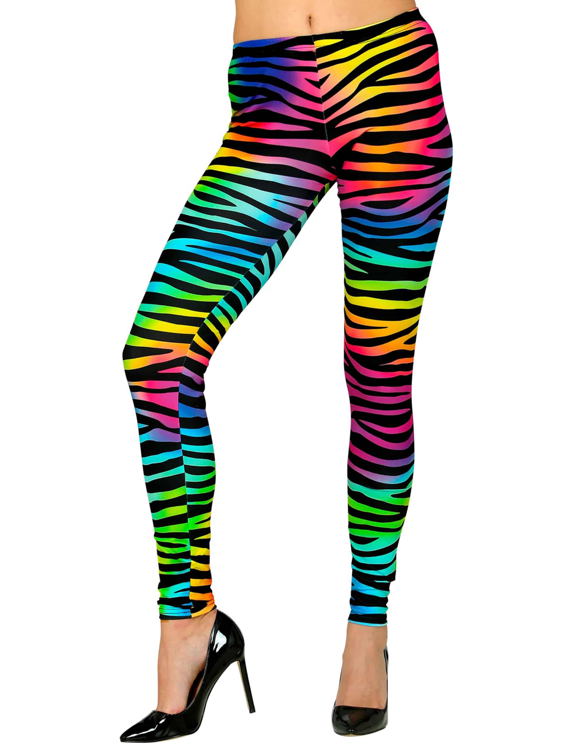 Leggings 80er Tigerprint Damen bunt S/M