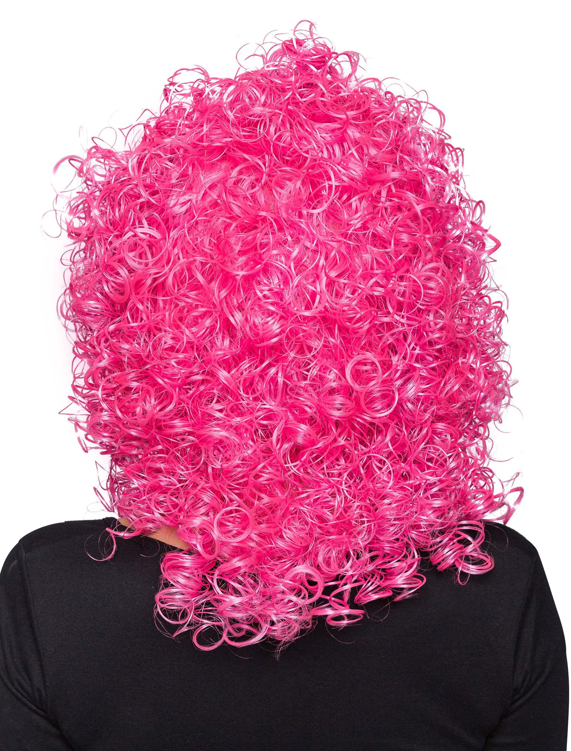 Perücke mittelang wilde Locken pink one size