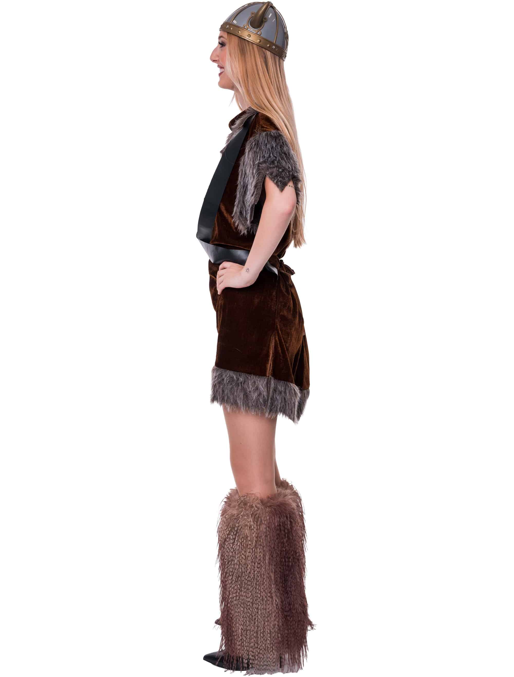 Kleid Wikingerin Damen dunkelbraun S/M
