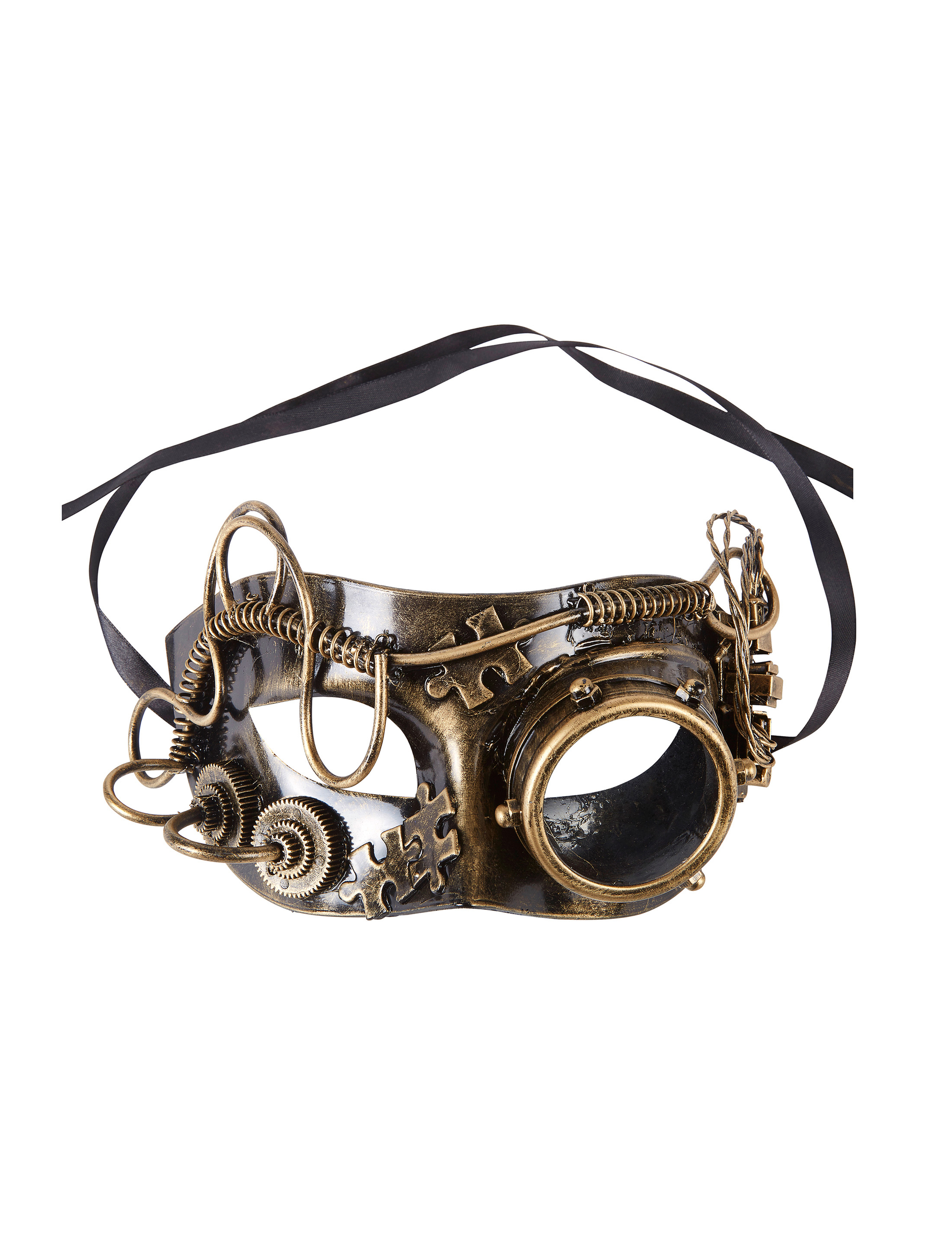 Maske Domino mit Puzzleteilen gold