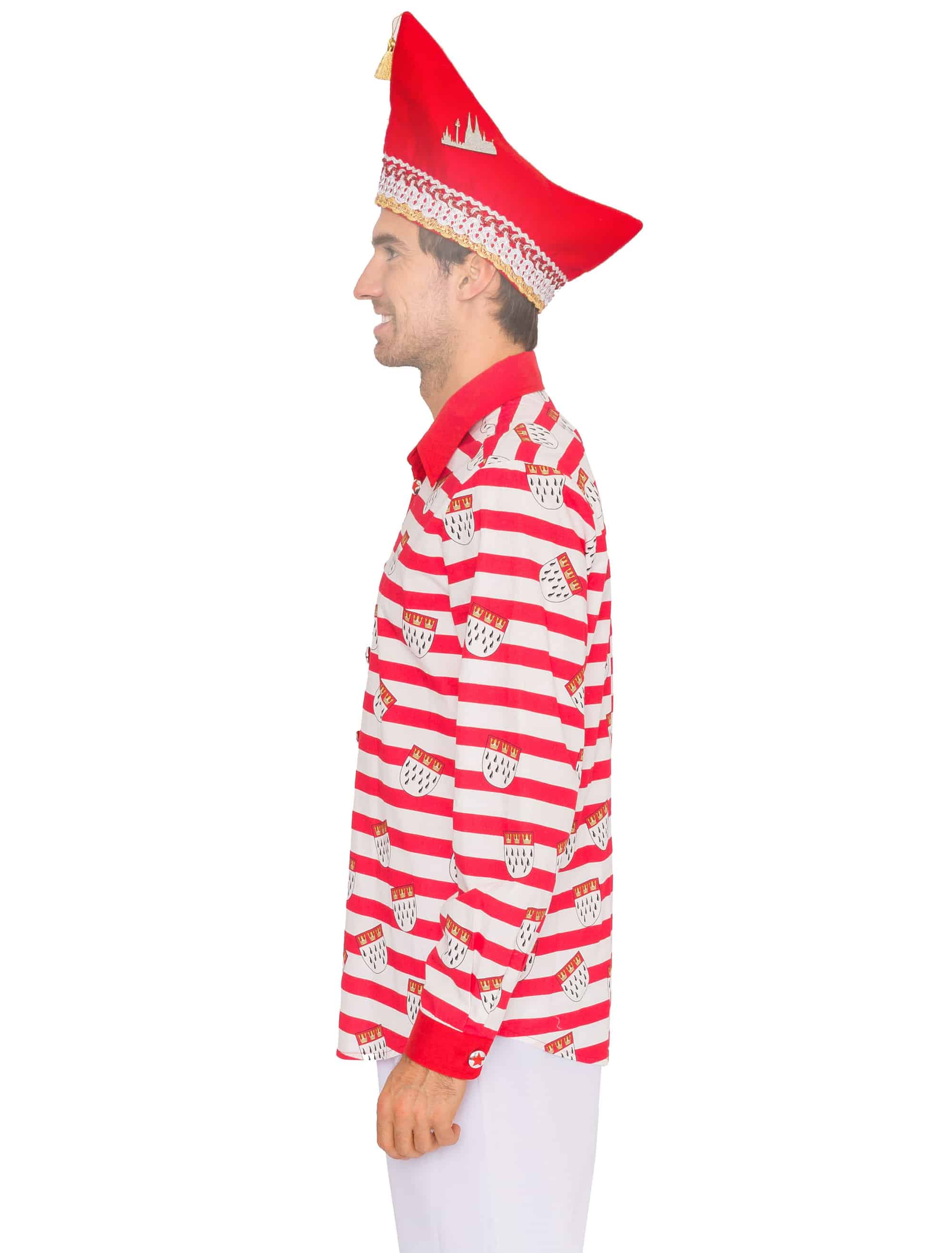 Hemd langarm Wappen Herren rot/weiß S