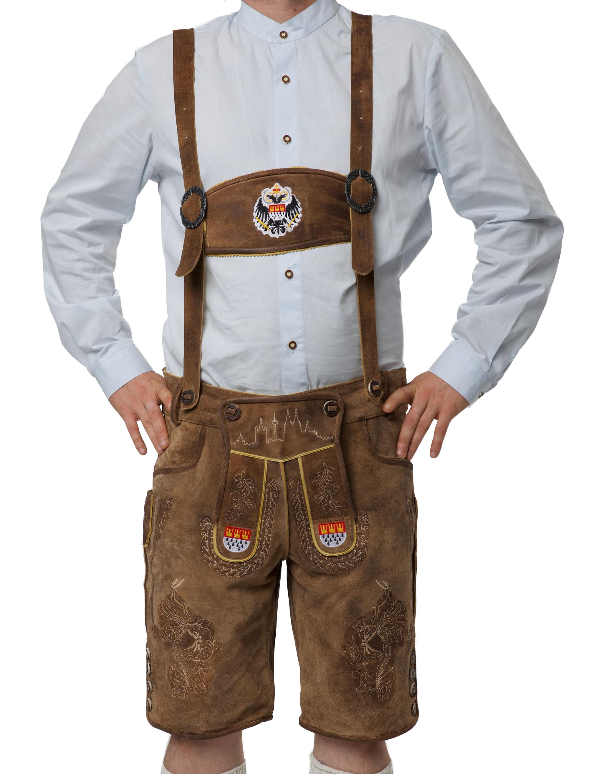 Lederhose Cologne kurz Herren braun M