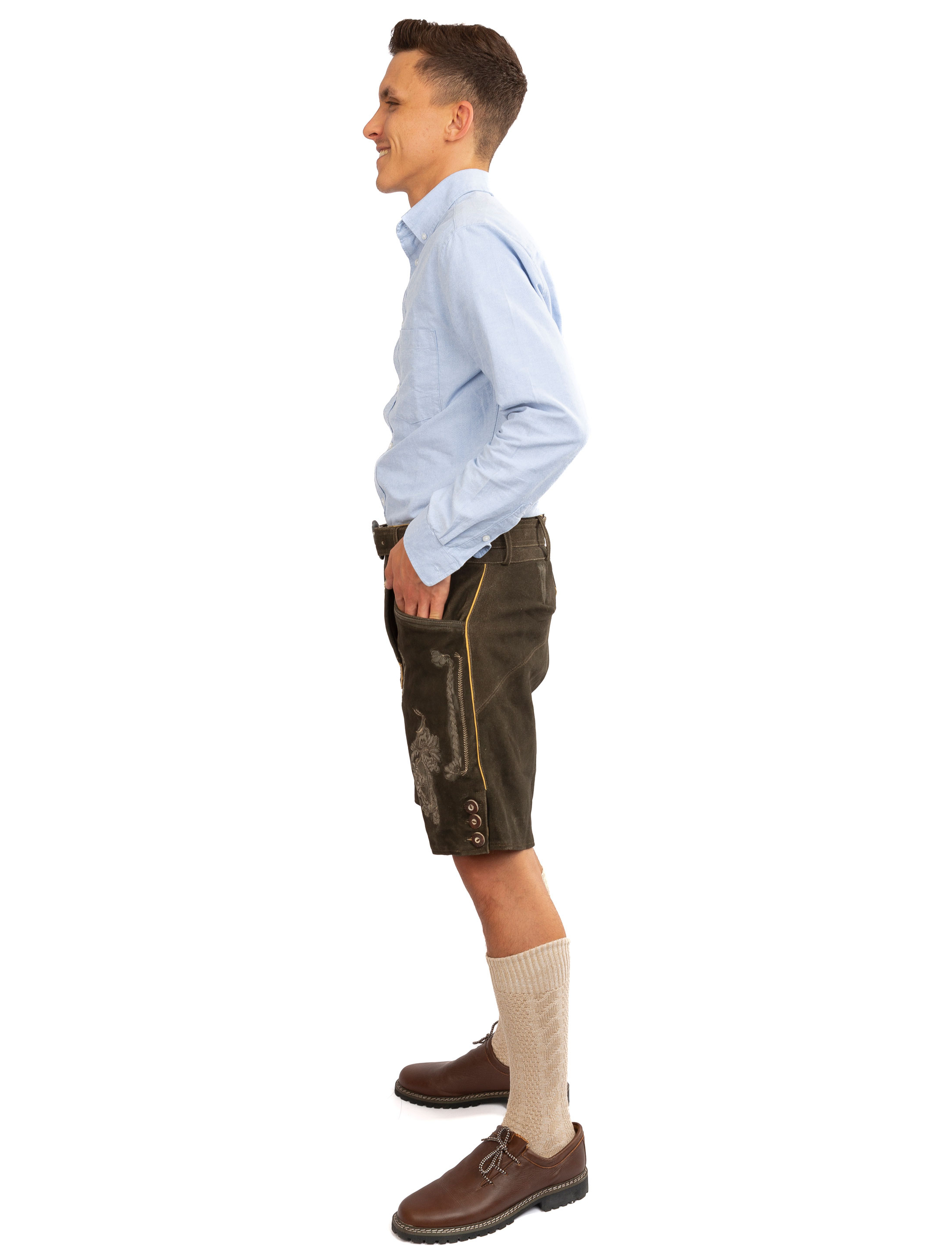 Lederhose Cologne kurz Herren braun S