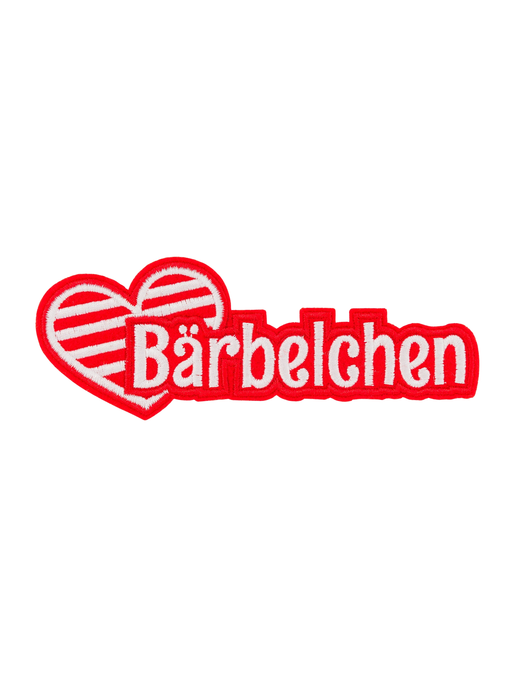 Bügelpatch Bärbelchen 14cm rot/weiß
