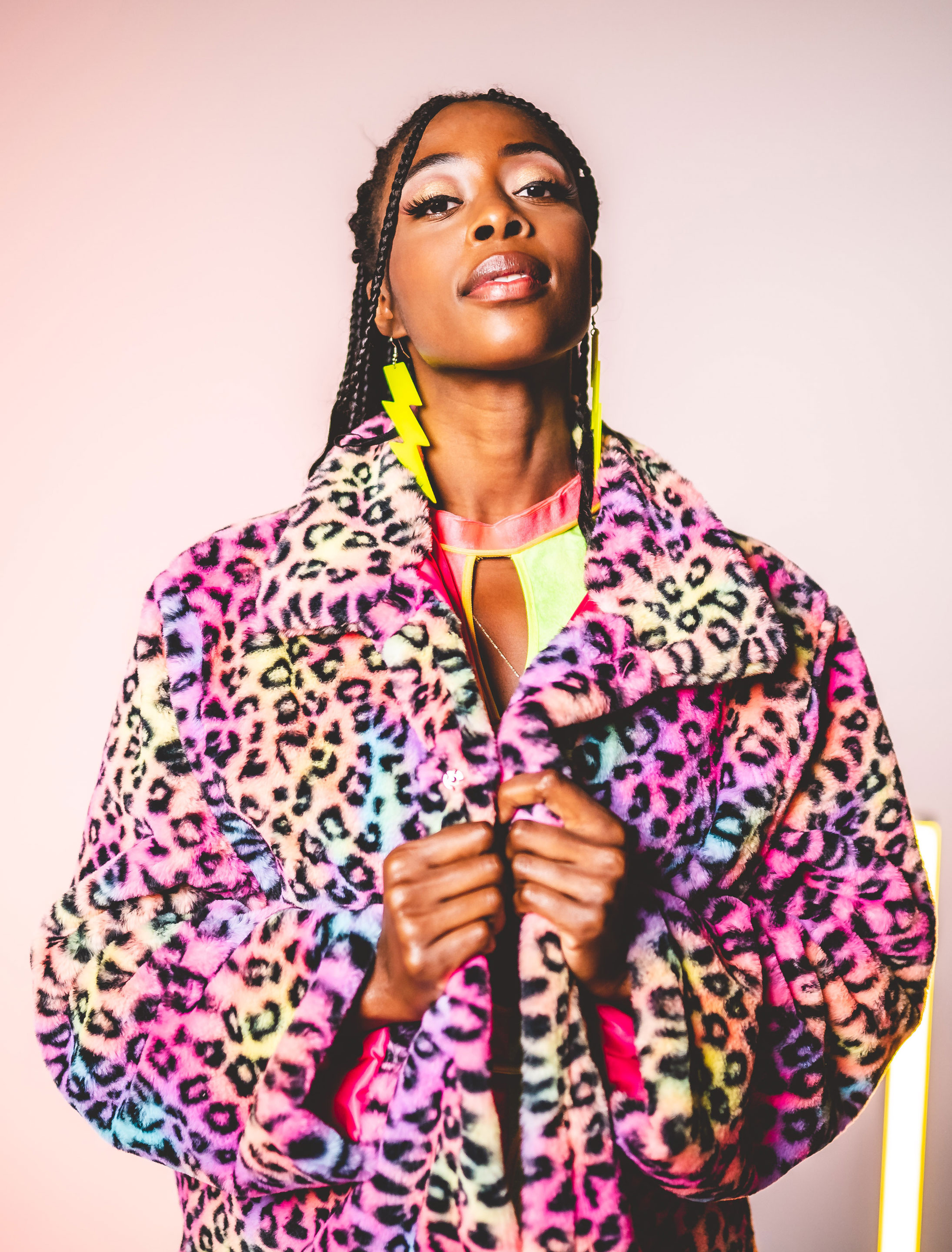 Fleecejacke Leopard bunt L-XL