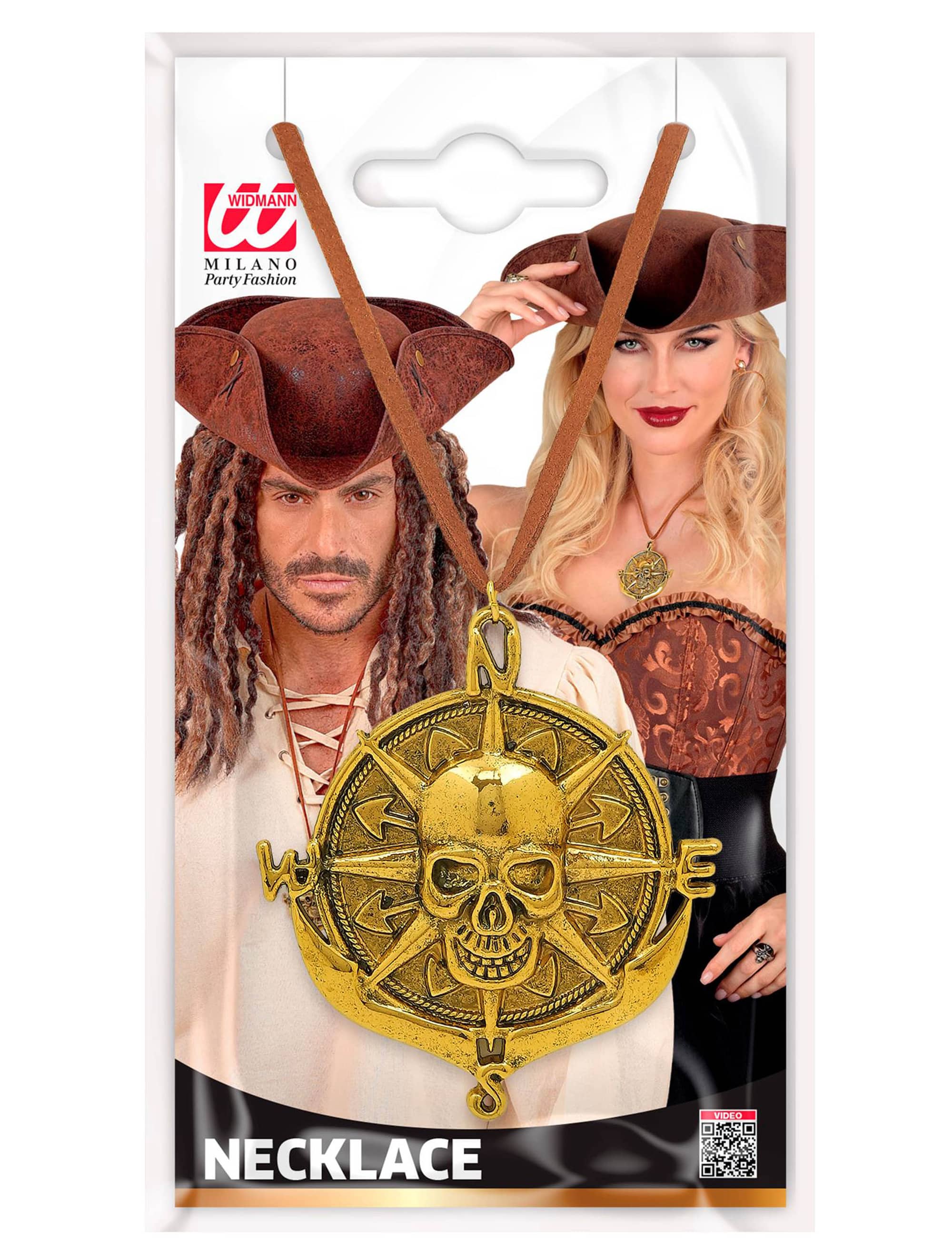 Halskette mit Piratenmedaillon gold