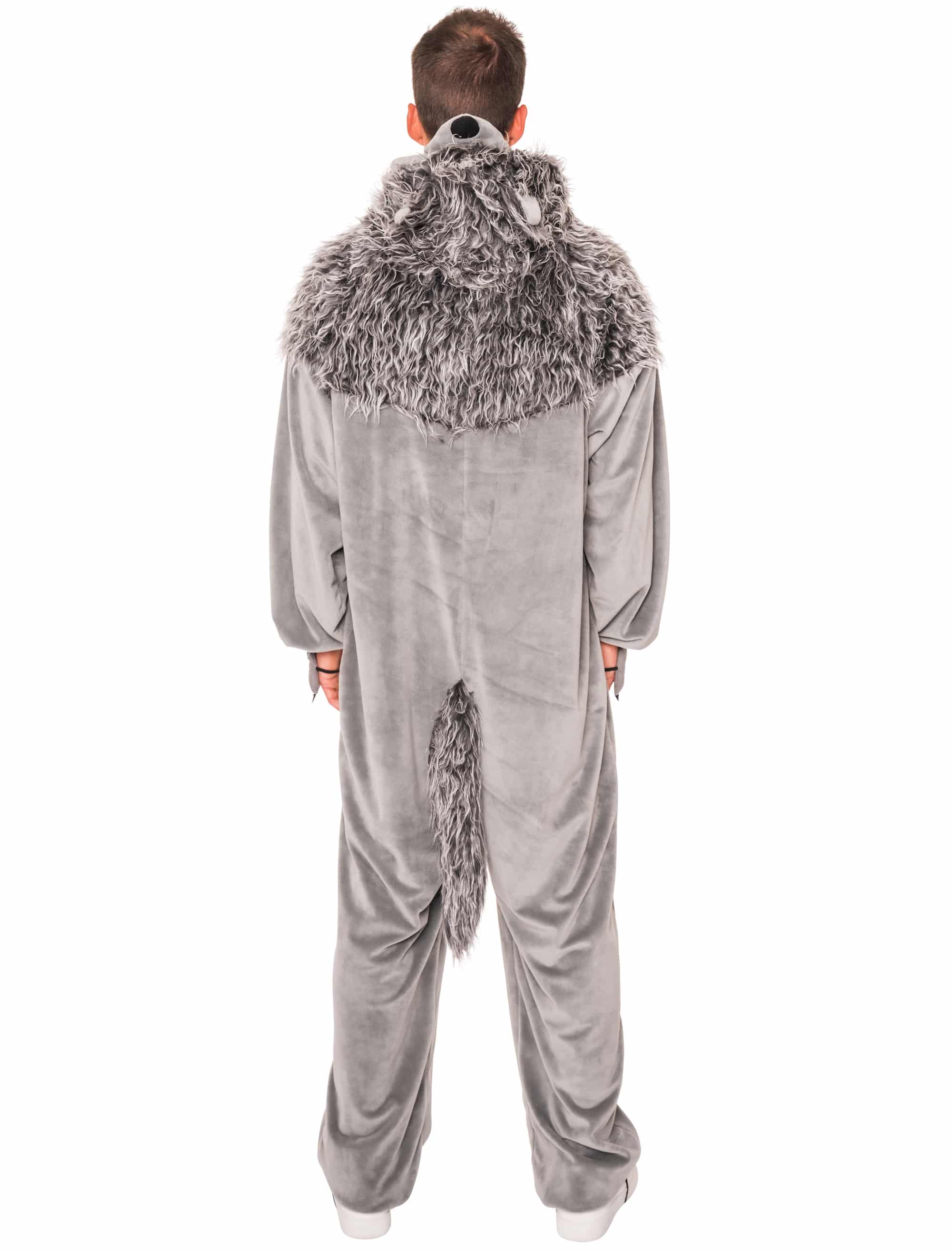 Overall Plüsch Wolf mit Maske Herren grau 56-58