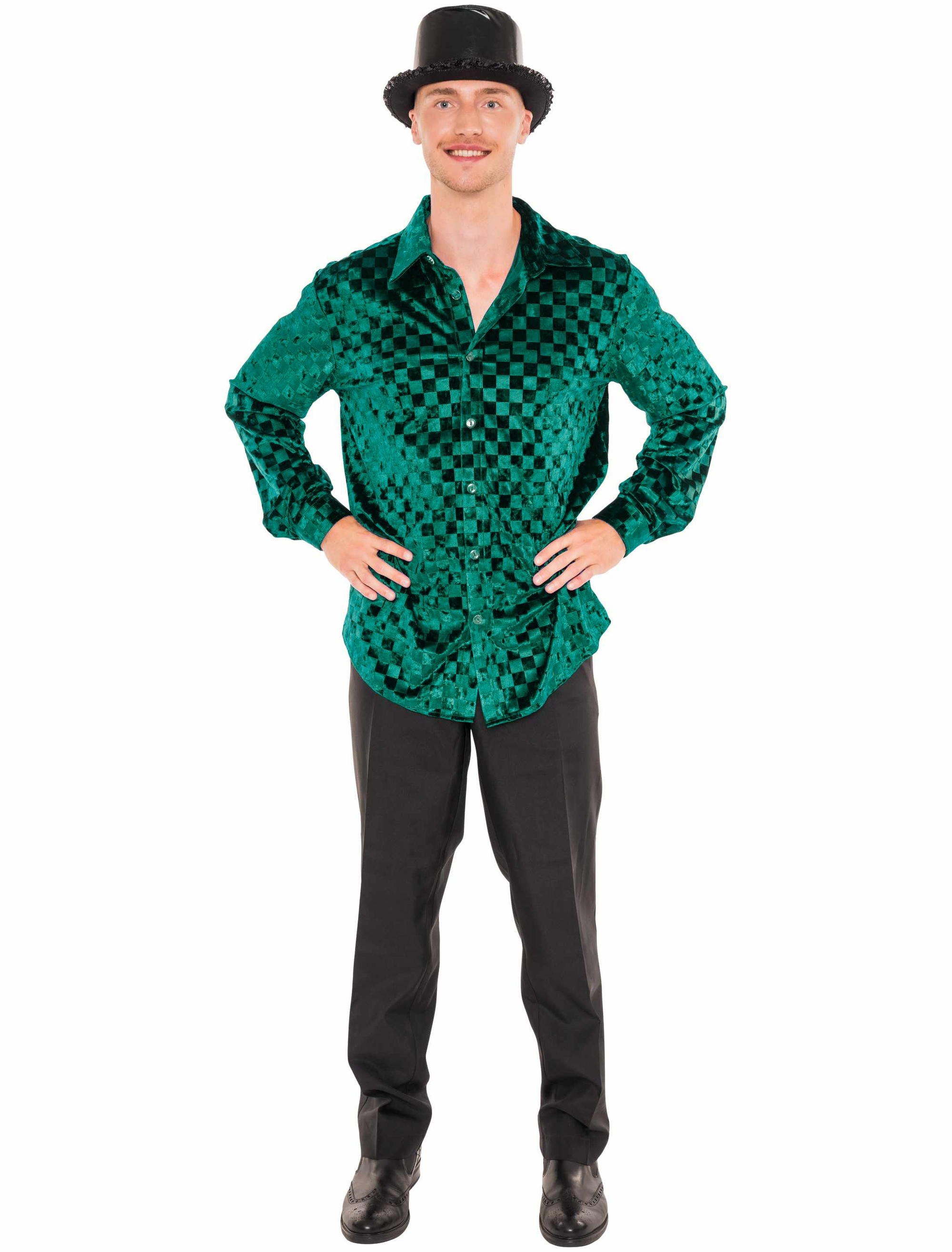 Hemd in Samtoptik Herren grün L/XL