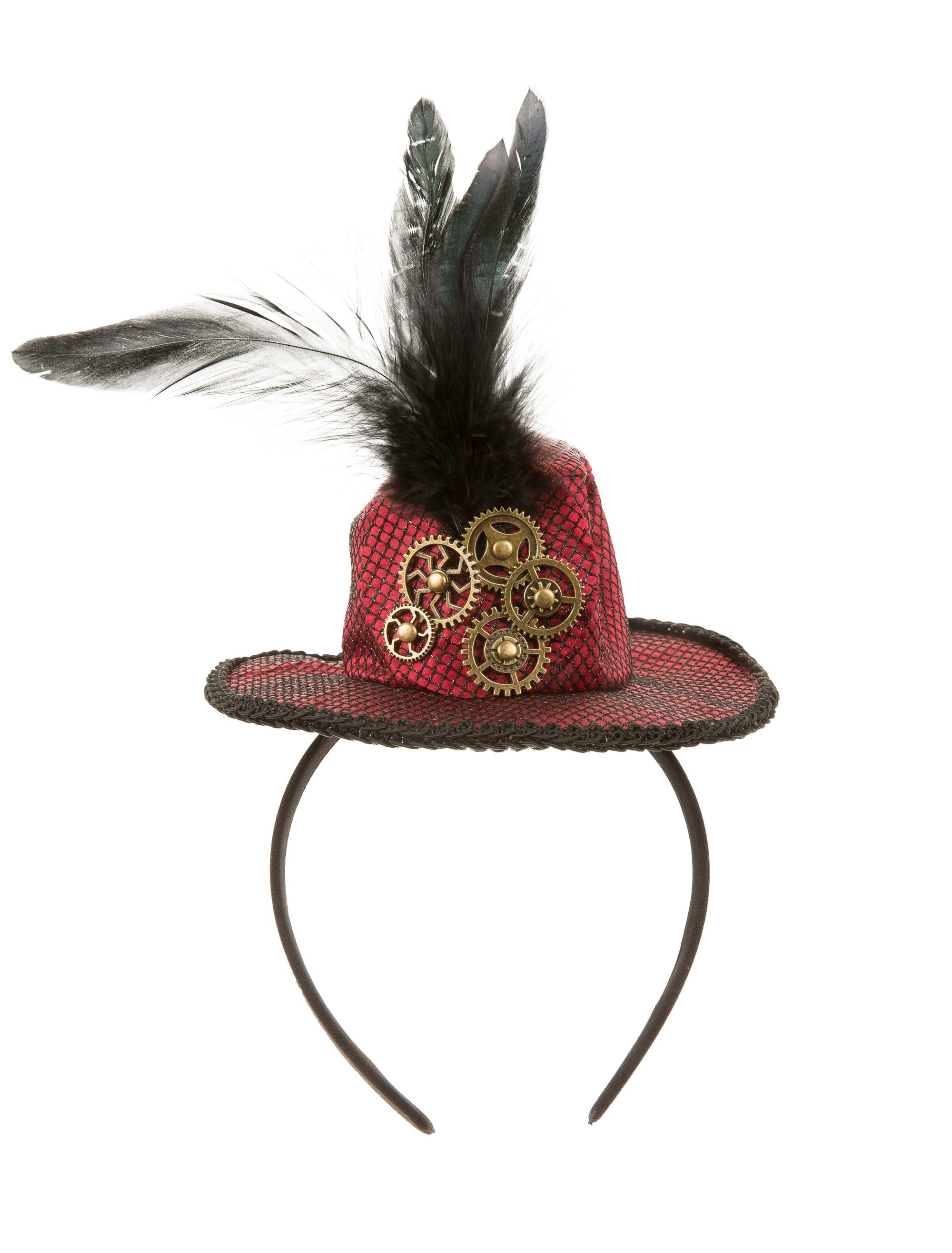 Haarreif Mini Hut Steampunk mit Federn