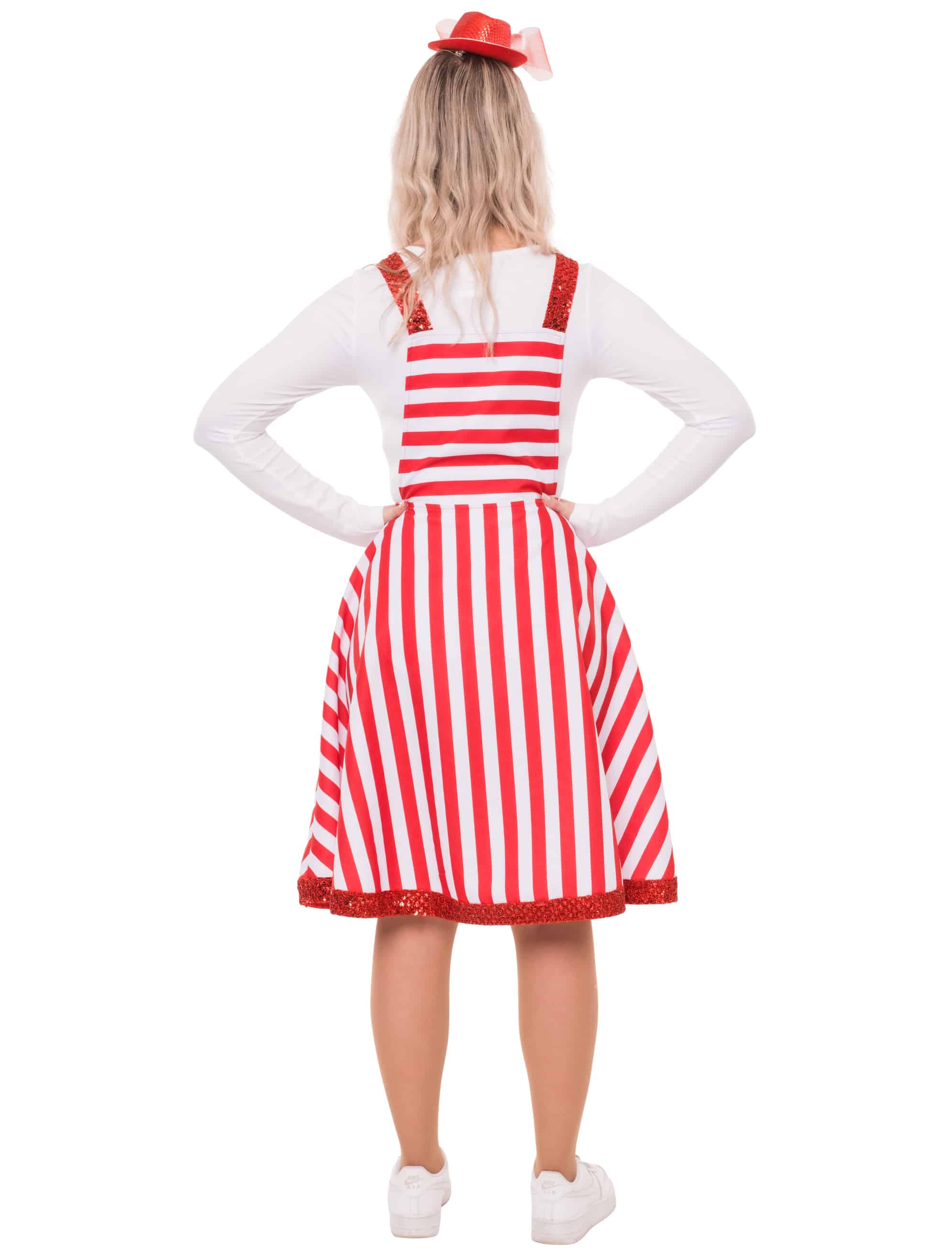 Latzkleid mit Herz Kölle Gestreift Damen rot/weiß S/M