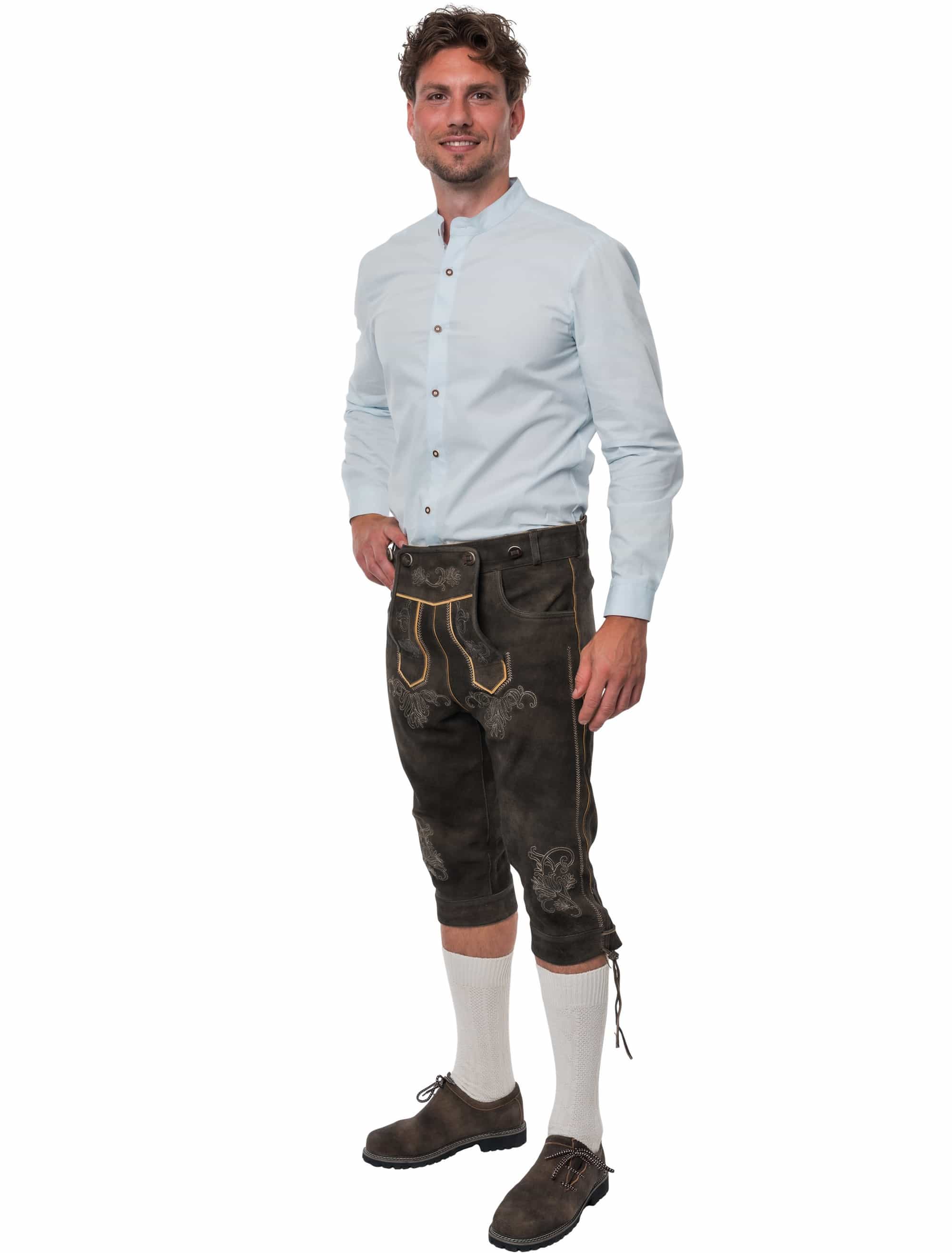 Lederhose Henry 3/4 lang Herren dunkelbraun S
