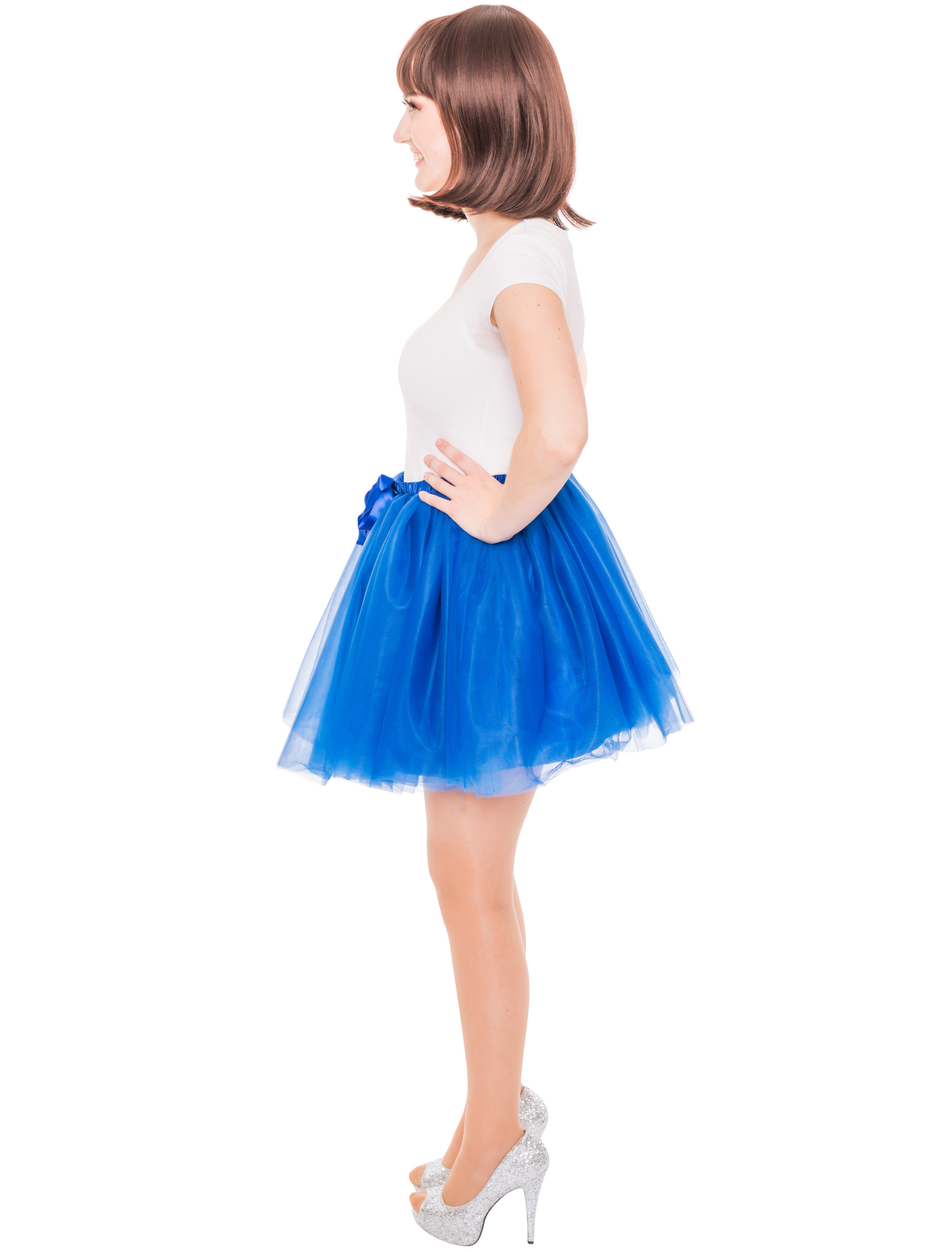 Tüllrock Damen blau one size