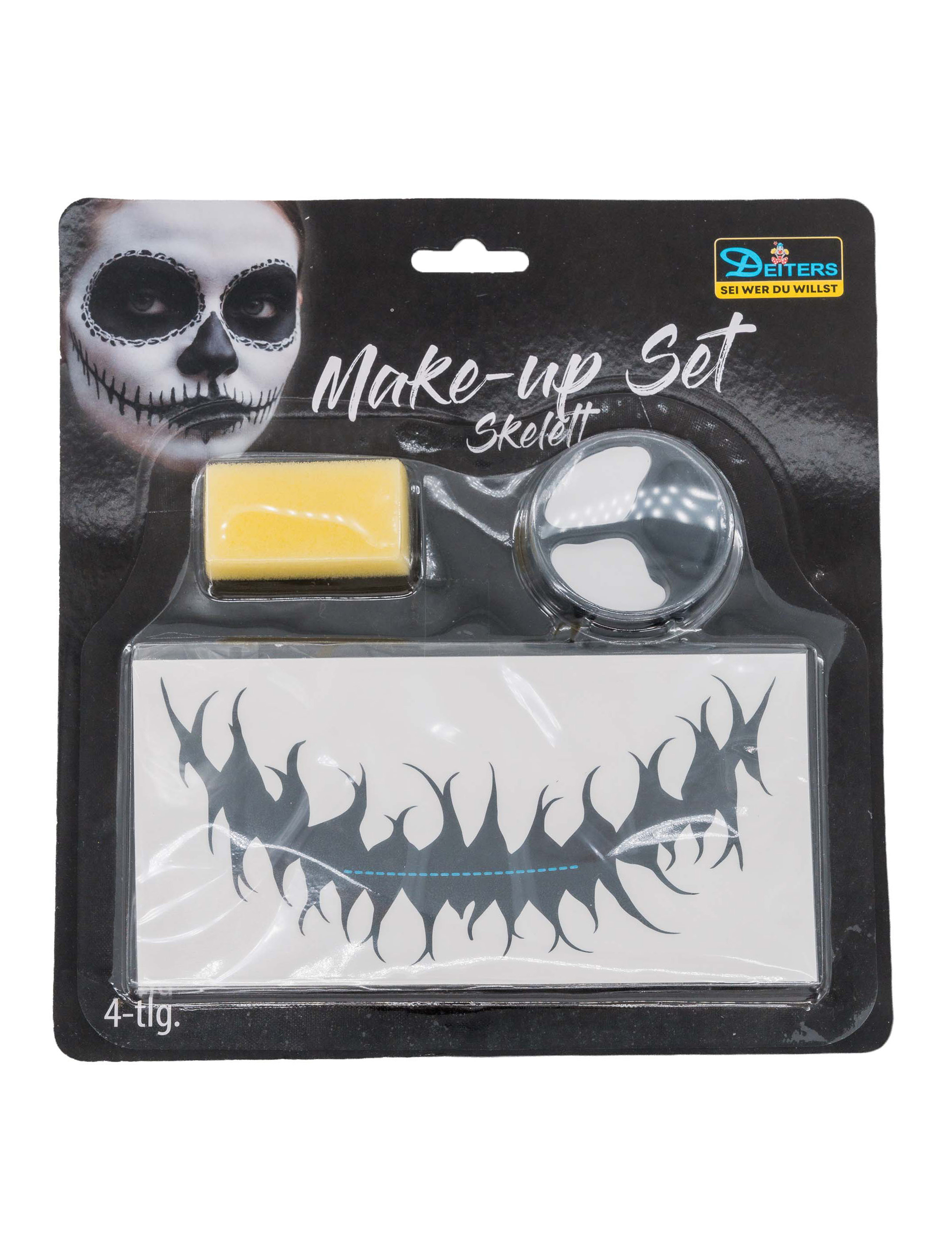 Make-up Set Skelett 4-tlg. schwarz/weiß