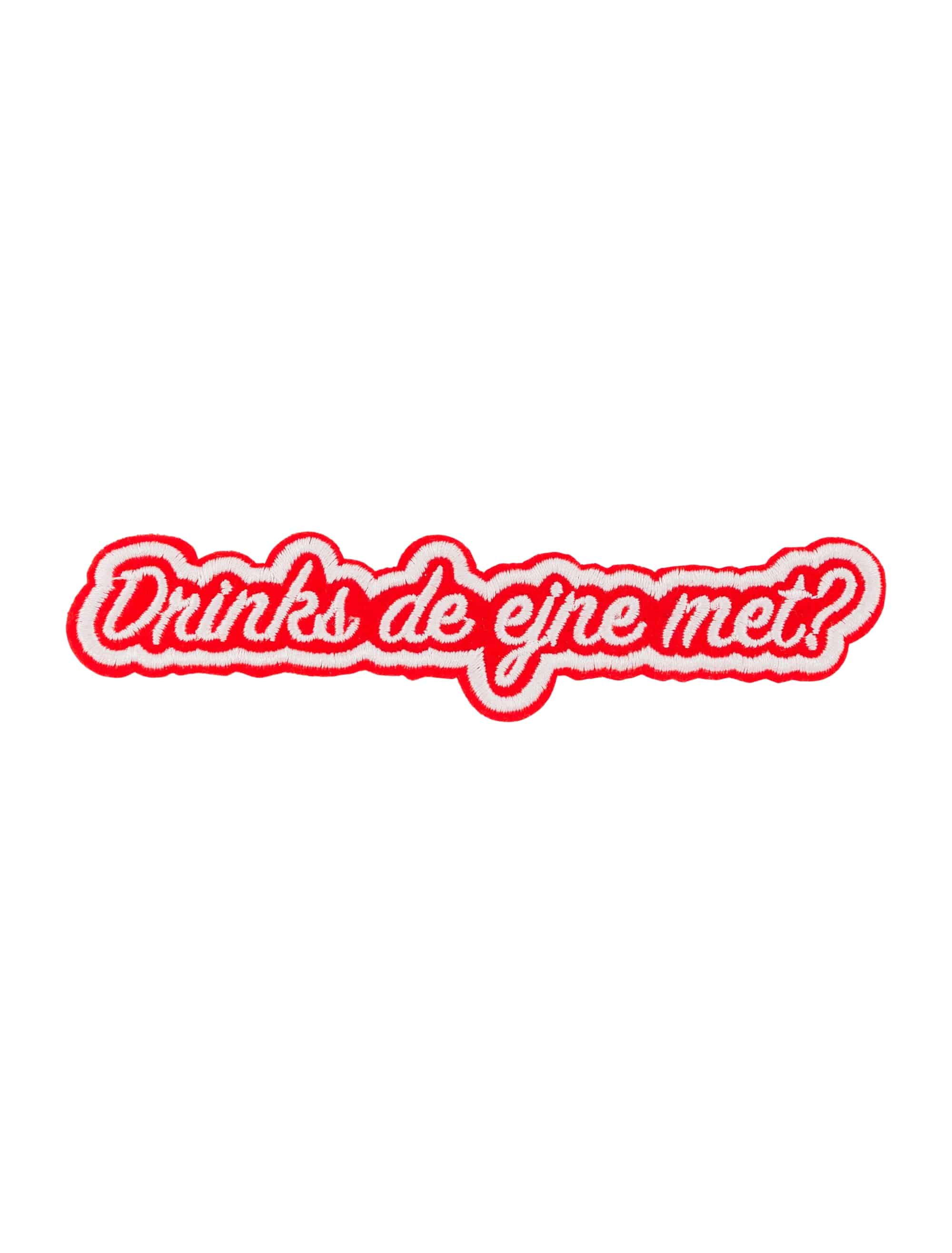 Bügelpatch Drinks de ejne met? 13cm rot/weiß