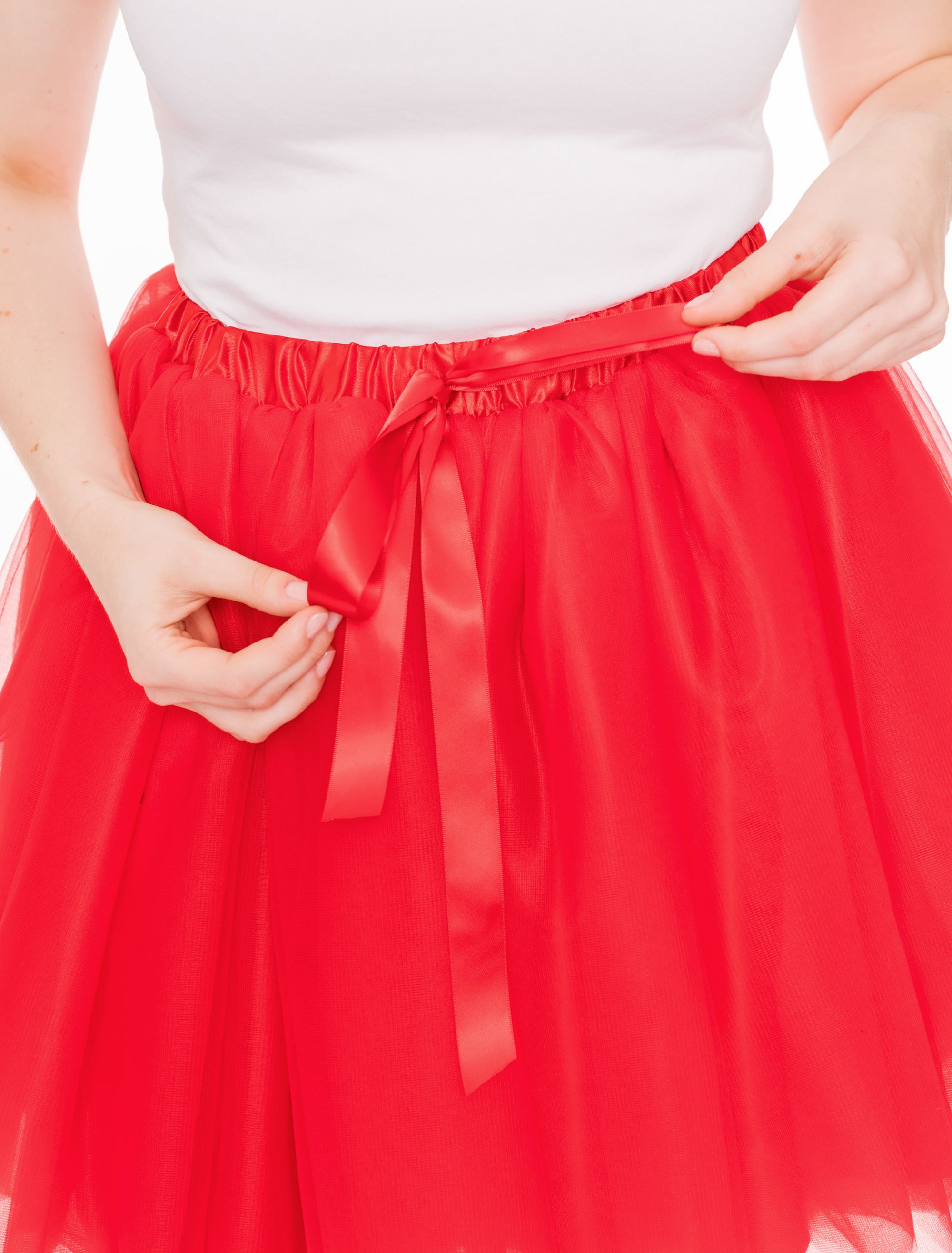 Tüllrock Damen rot one size