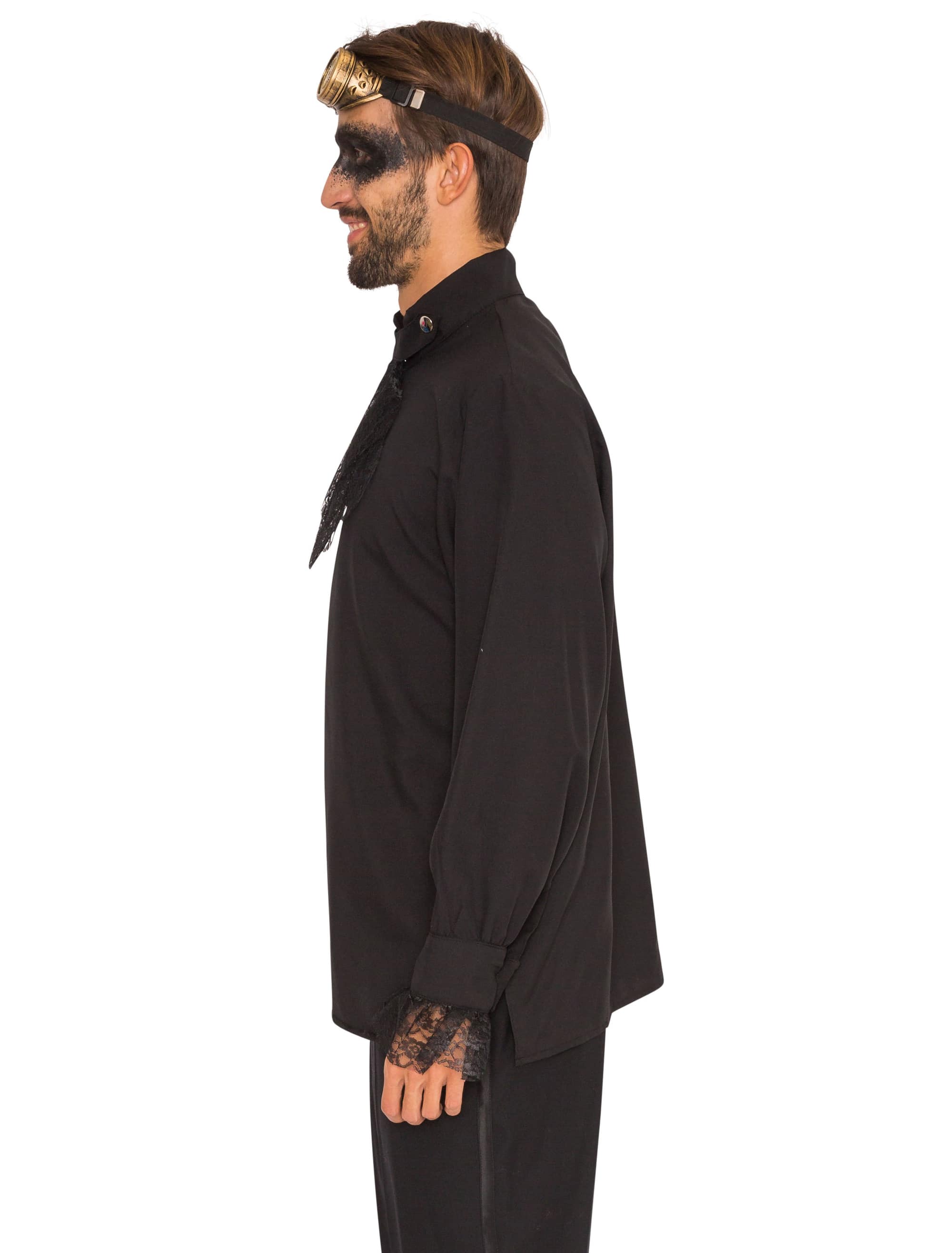 Hemd mit Jabot Herren schwarz M